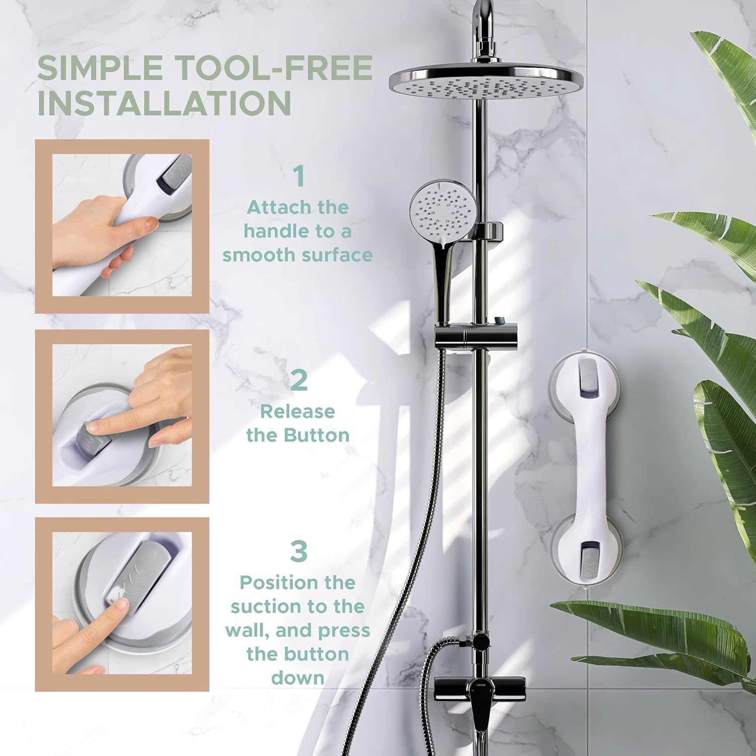 Jrusmr Wall-Mounted Shower Foot Rest-Pedicure Stool for Shaving Legs with Strong Suction Cups-Ideal for Small Showers-Balance Assist for Tile, Glass, and Hard Plastic Surfaces image number 3