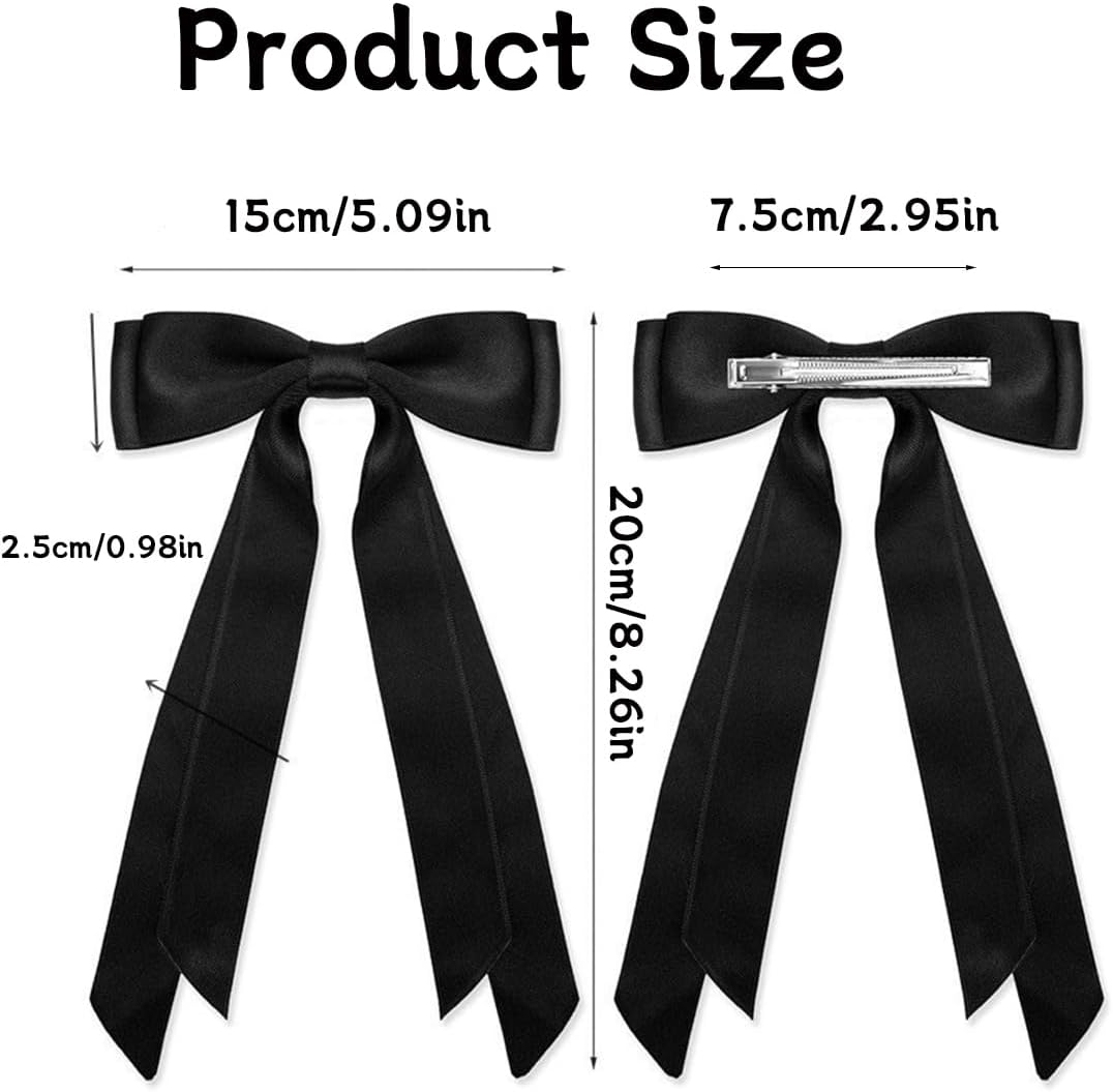 Pack of 2 Silky Satin Bun Hair Clips Black White Hair Bands Ponytail Clips Metal Clips Women'S Hair Bundles image number 3
