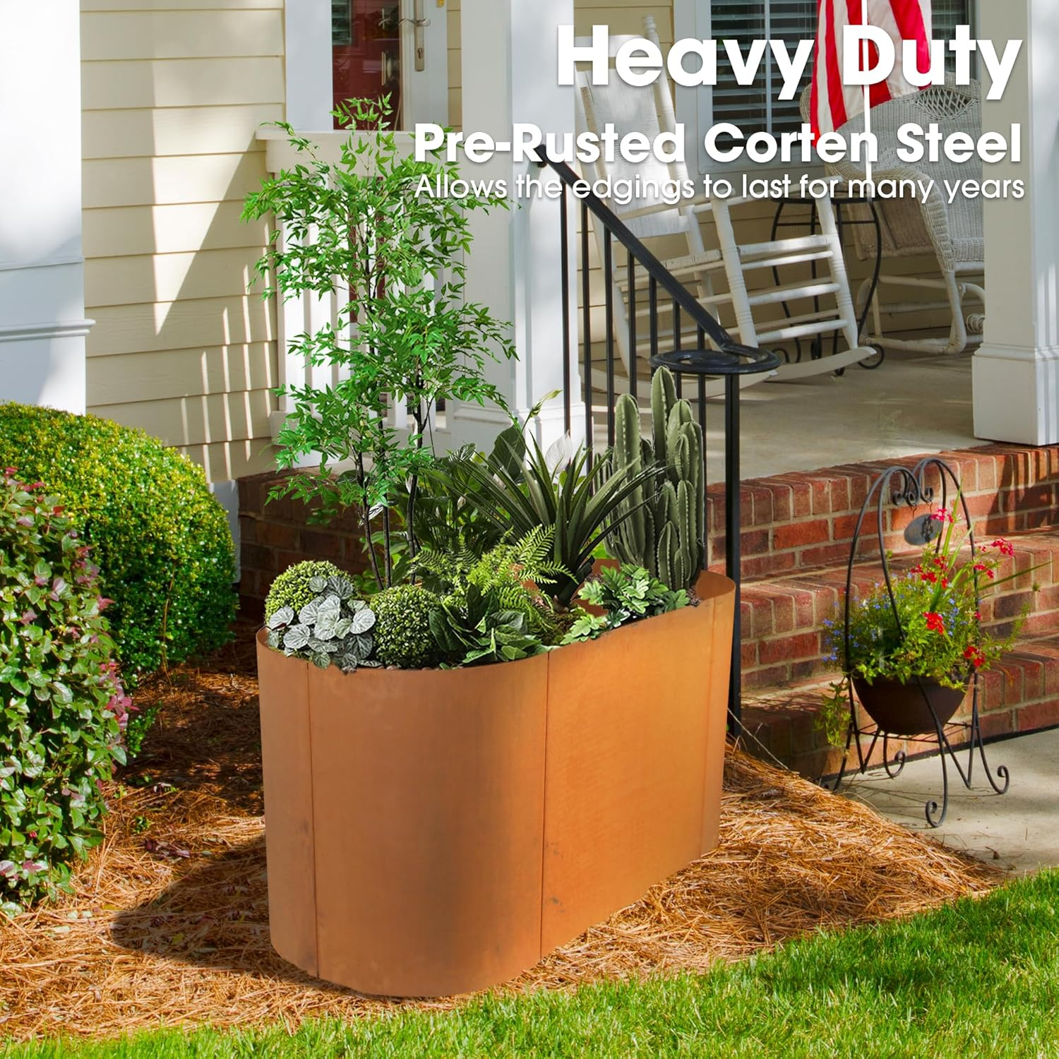 Worth Garden Heavy Duty Corten Steel Raised Garden Bed Kit - 48" Lx24 Wx24 H - Metal Pre-Rusted Planter Box for Vegetables, Flowers, Herbs, Olive Green - Outdoor Gardening image number 2