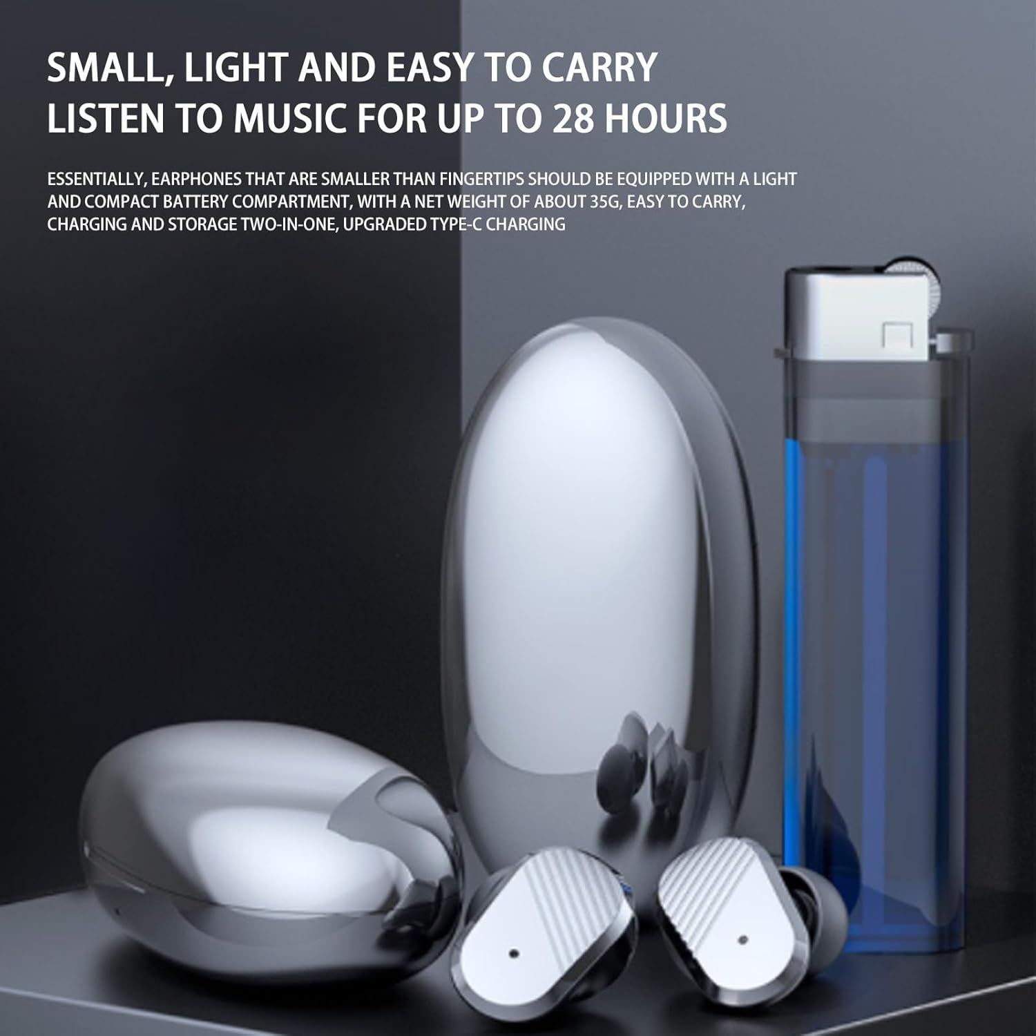 Echo Labs Ear Buds 2024 Edition, Wireless Audio Earbuds, Waterproof Bluetooth, LED Power Display (2Pcs Black) - Black image number 6