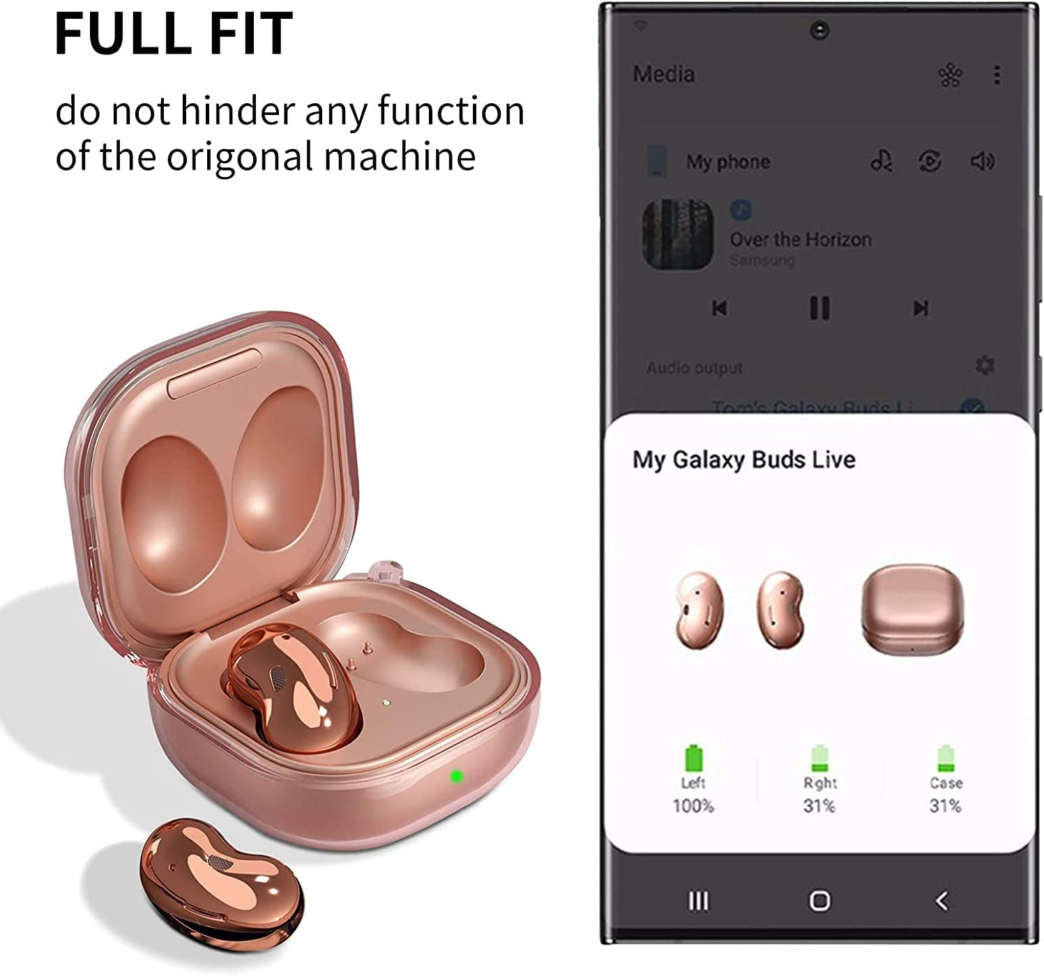 T Tersely Transparent Clear Case with Keychain for Samsung Galaxy Buds FE/2 Pro/2/Pro/Live, Shock Proof Protective Resistant Cover Holder image number 3