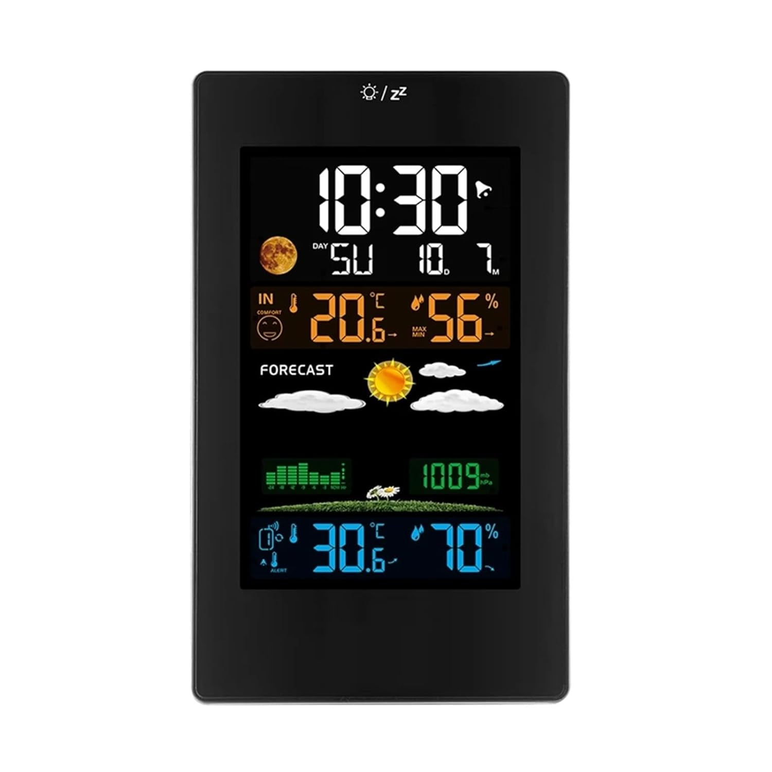 Color Weather Station LCD In/Outdoor Thermometer Hygrometer Forecast Comfort Indicator Wireless Remote Sensor Barometer Clock image number 1