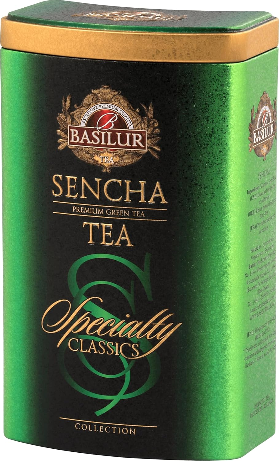 Basilur Sencha Green -Tin Caddy - 100G Loose Leaf Ceylon Green Tea