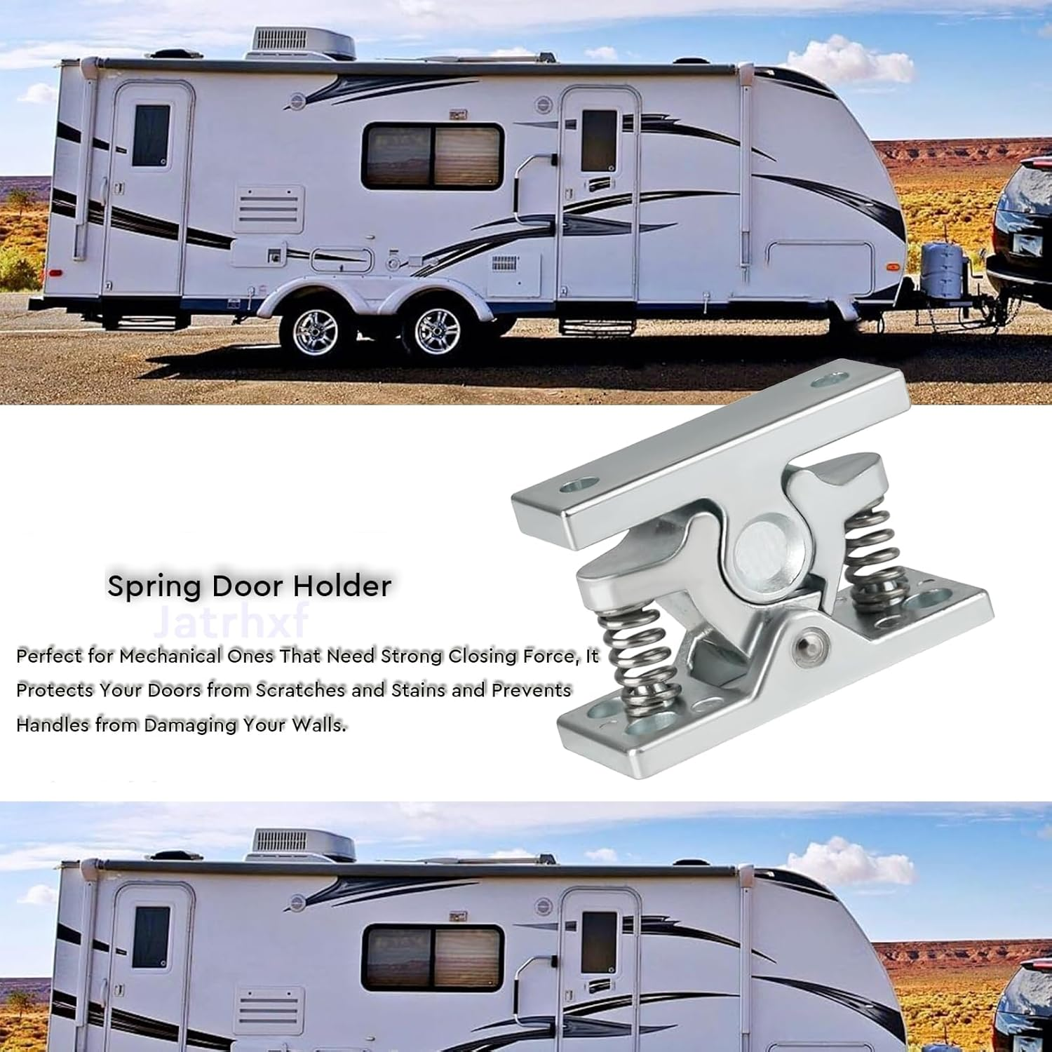 RV Double Roller Catch Trailer Door Latch, Cabinet Latches Double Roller Buckle, Zinc Alloy for Garden Bedroom Living Room Boat Door Garage (4 Pcs) image number 3