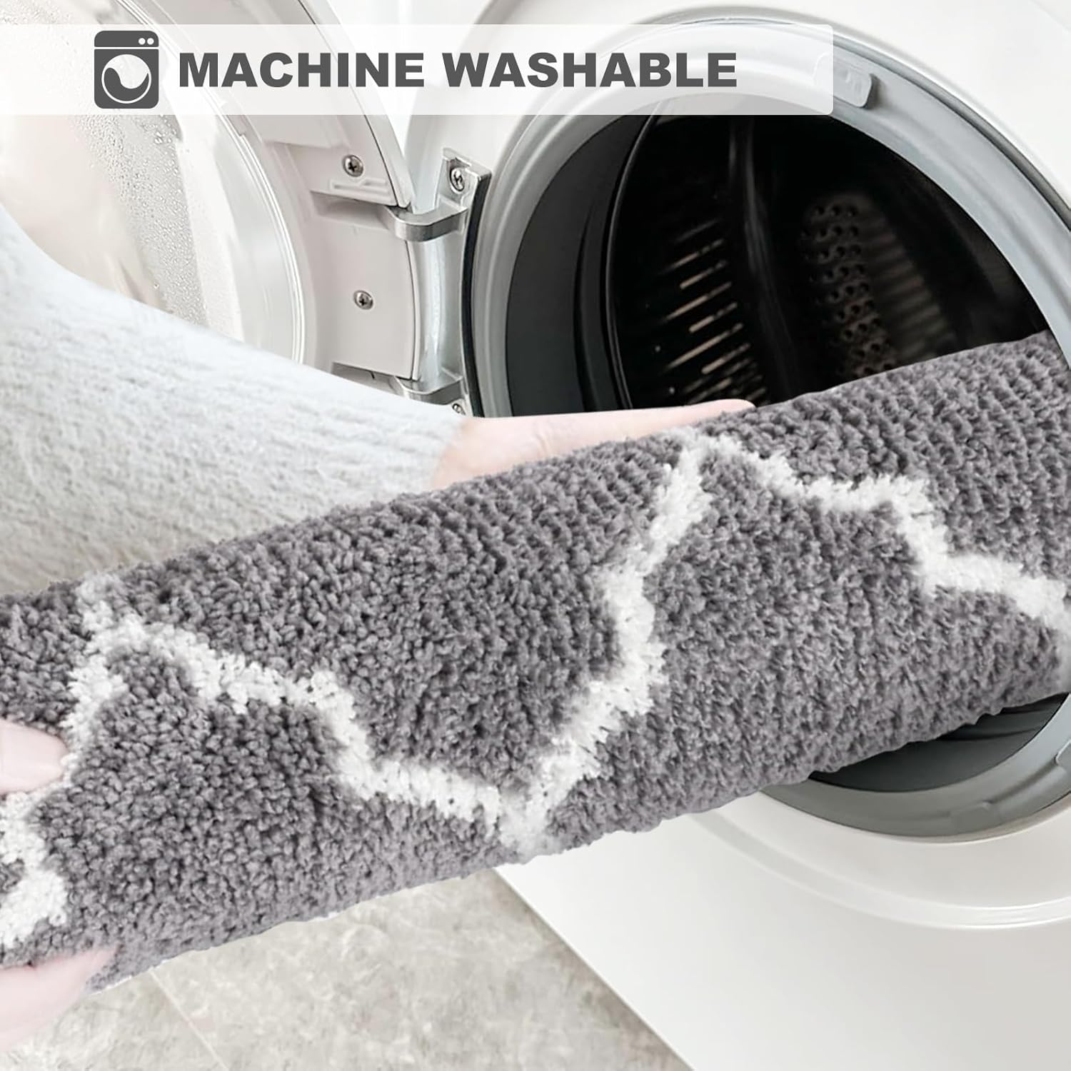 Bathroom Mat Rug, Non Slip Extra Absorbent Microfiber Bath Carpet, 41X61Cm, Soft Comfortable Plush Shaggy Floor Mat, Area Rug Carpet for Bathroom Floor, Tub and Shower, Kitchen (Style B, 41X61Cm)