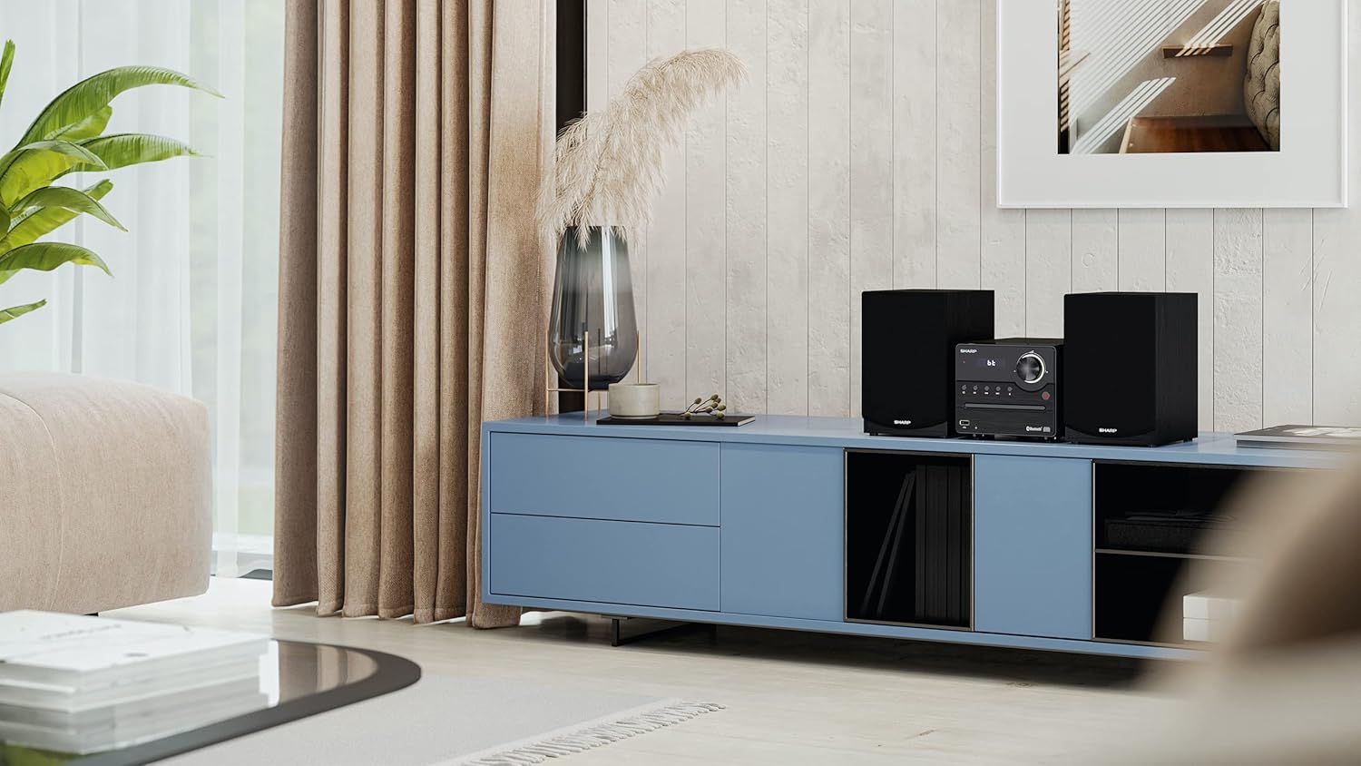 SHARP XL-B512D(BK) Hi-Fi Sound System Stereo with FM Radio, Bluetooth, CD-MP3, USB Playback, Wooden Speakers, 45W &ndash; Black image number 6