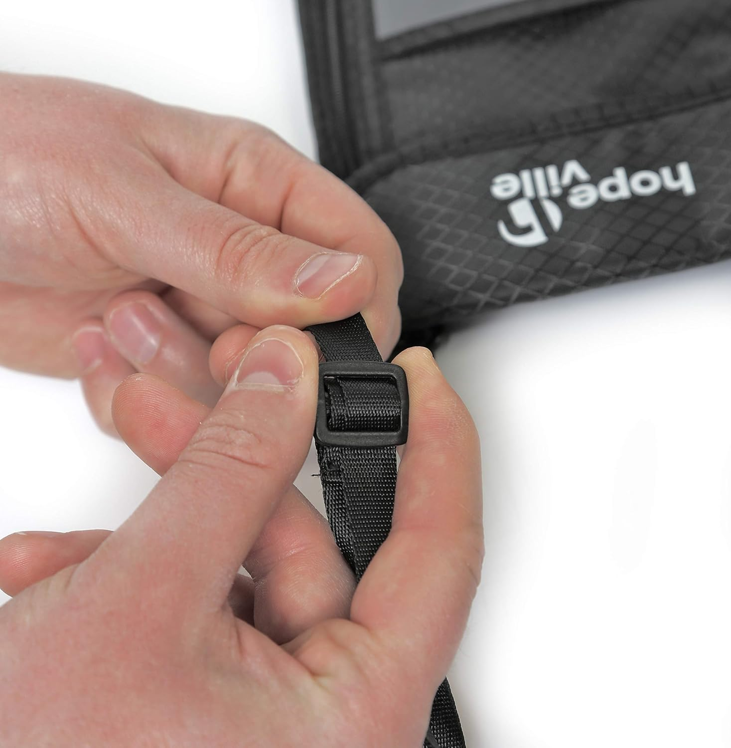 HOPEVILLE Neck Pouch with Six Compartments, Extra Flat Water-Repellent Premium Chest Pocket and Purse for Travel and Leisure, Black, 21 Cm Lang, 15 Cm Breit image number 2