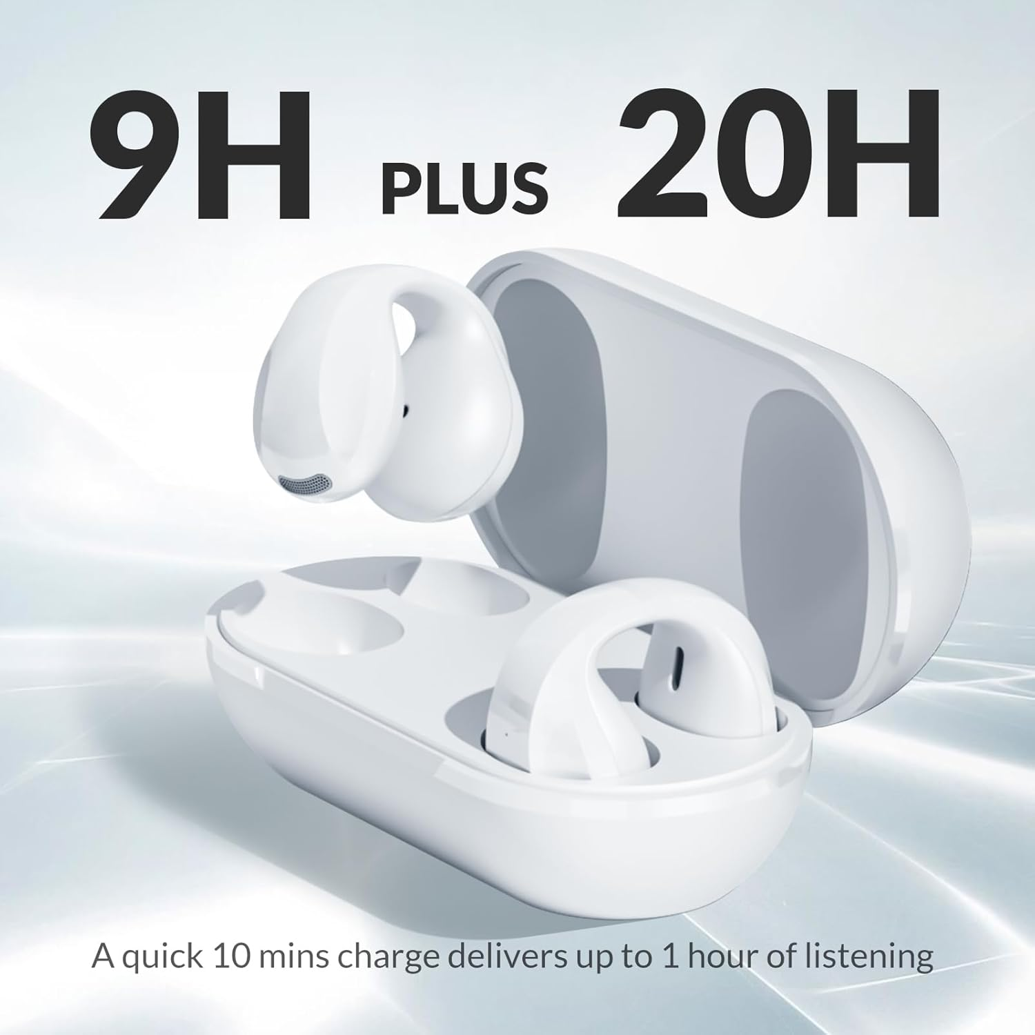 TONEMAC Q3C Wireless Headphones,Bluetooth 5.3 Clip Ear Earbuds in Ear,13Mm Drivers Wireless Ear Buds,34H Deep Bass Stereo Bluetooth Earphones Built in ENC Mic,Usb-C,Led Display image number 6