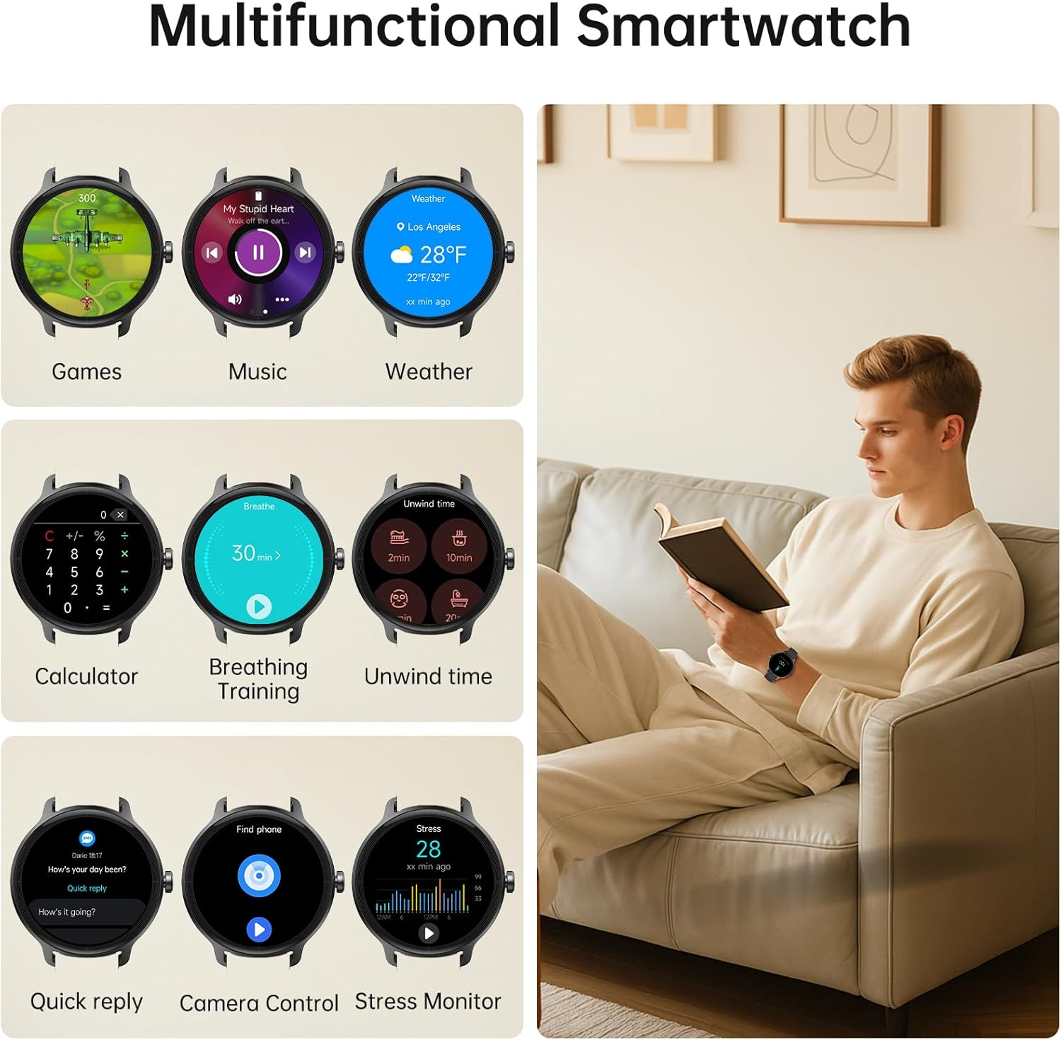 Smart Watch for Women Men (Answer/Make Calls), Smartwatches Built-In AI Voice, 1.27" HD Touch Fitness Watch with Heart Rate/Sleep/Step/Spo2 Monitor, 100+ Sports Modes & IP68 Waterproof for Android Ios