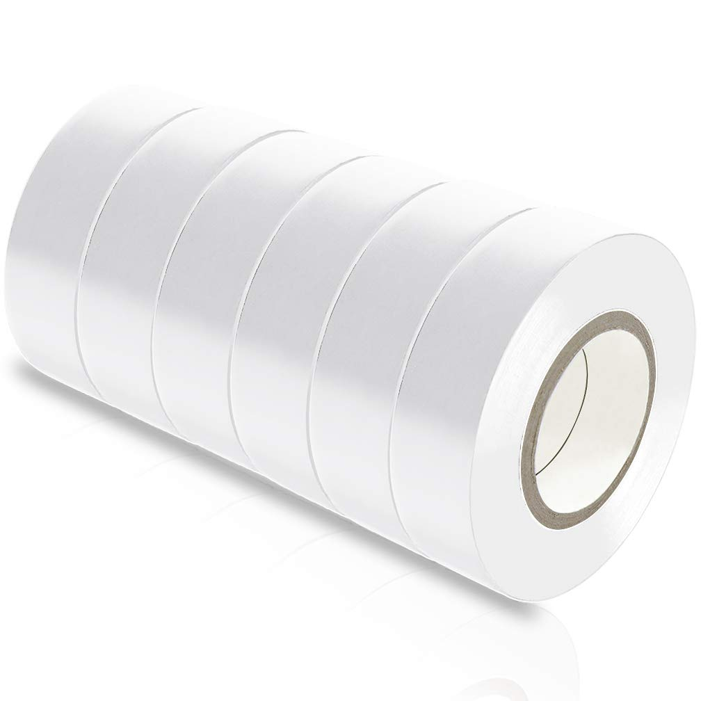 Viaky Black Electrical Tape 6 Pack Each Roll 0.6" X 50' (15Mm X 15M) High End Industrial Grade - Rated to 176 Degrees & 600 Volts - Vinyl Insulating Backing - Perfect for Electric Wiring Projects