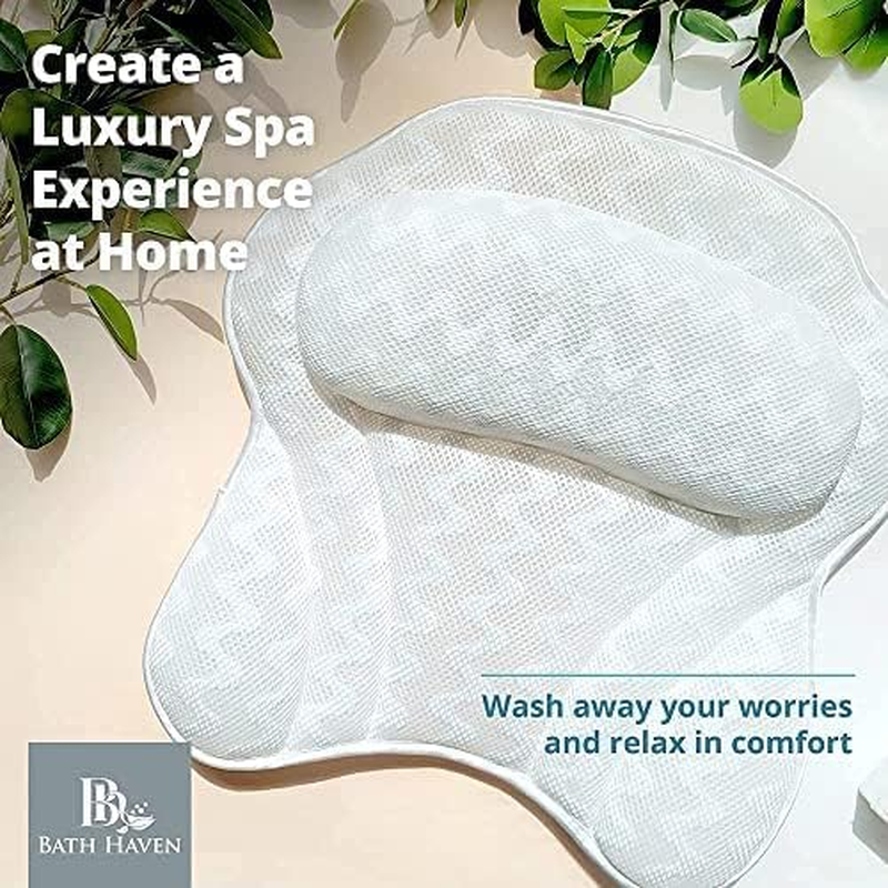 Bath Haven Luxurious Bath Pillow for Women & Men :: Ergonomic Bathtub Cushion for Neck, Head & Shoulders :: with Quiltedair Mesh for Breathable Comfort :: Includ Luxury Escape Gray Chevron image number 5