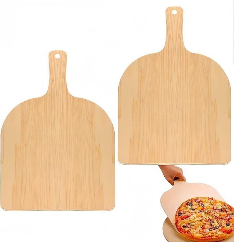 Wooden Pizza Peel Set, 30 Cm Natural Board with Handle, 2 Pieces (2)