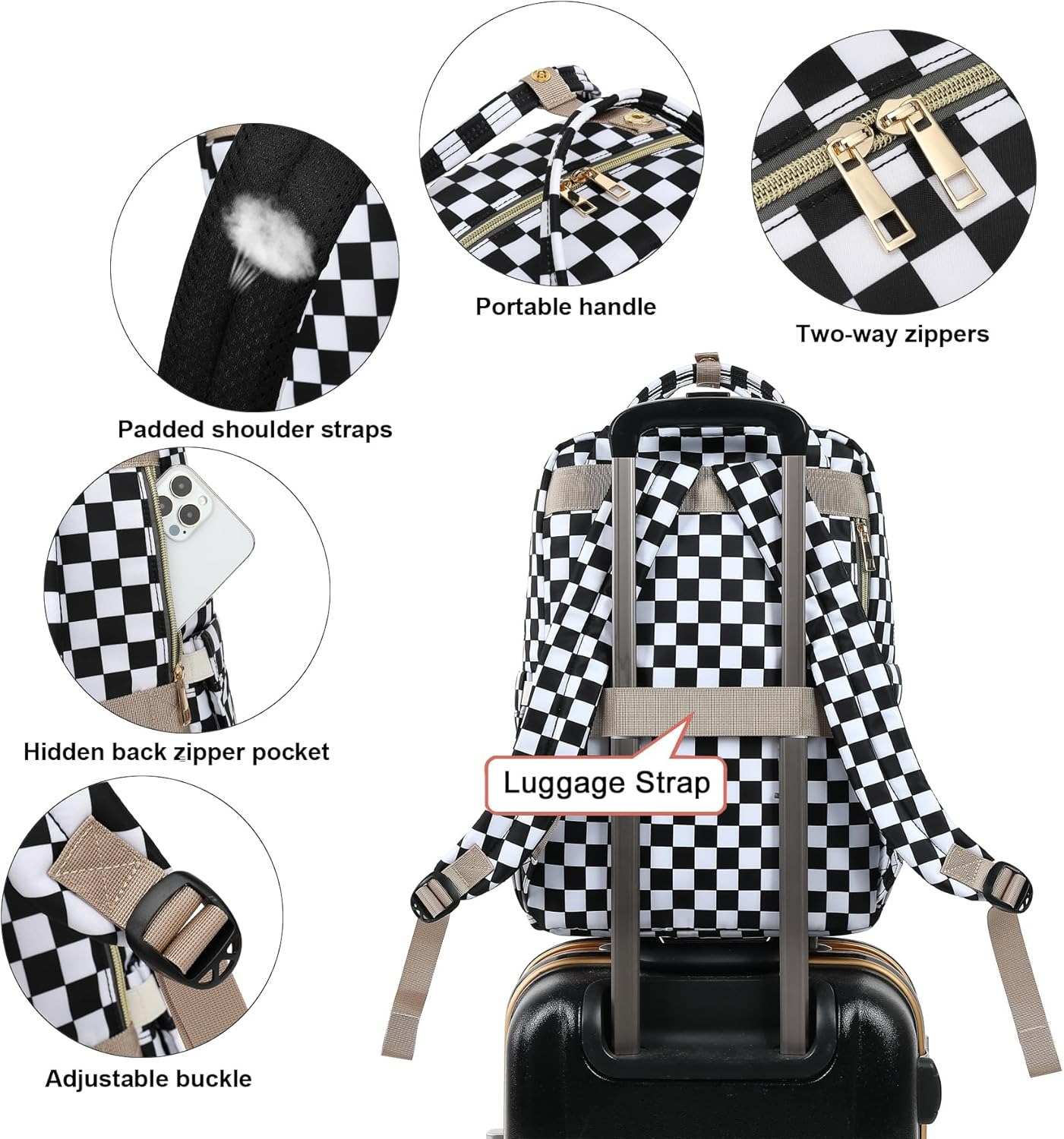 Lunch Backpack for Girls Women, Insulated Cooler 15.6 Inch Laptop Backpacks, Teacher Nurse Work Backpack Waterproof College School Bookbag image number 3