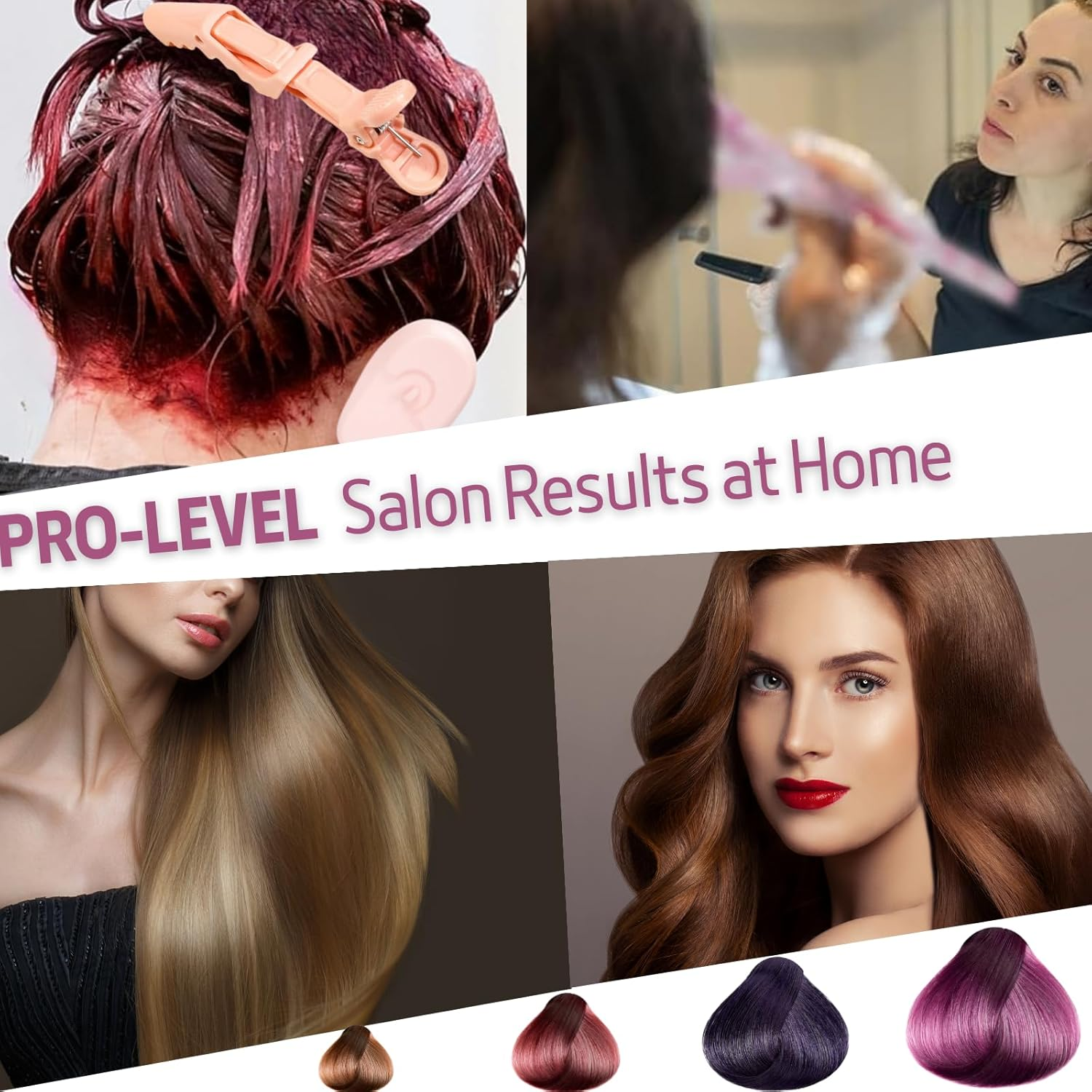 SIXHANS 10PCS Professional Hair Dye Kit -Salon Grade Coloring Tools with Pink Hair Dye Mixing Bowl, Dye Brushes&Comb, Gloves, Ear Protector & Clips for DIY Bleaching & Hair Coloring at Home image number 1