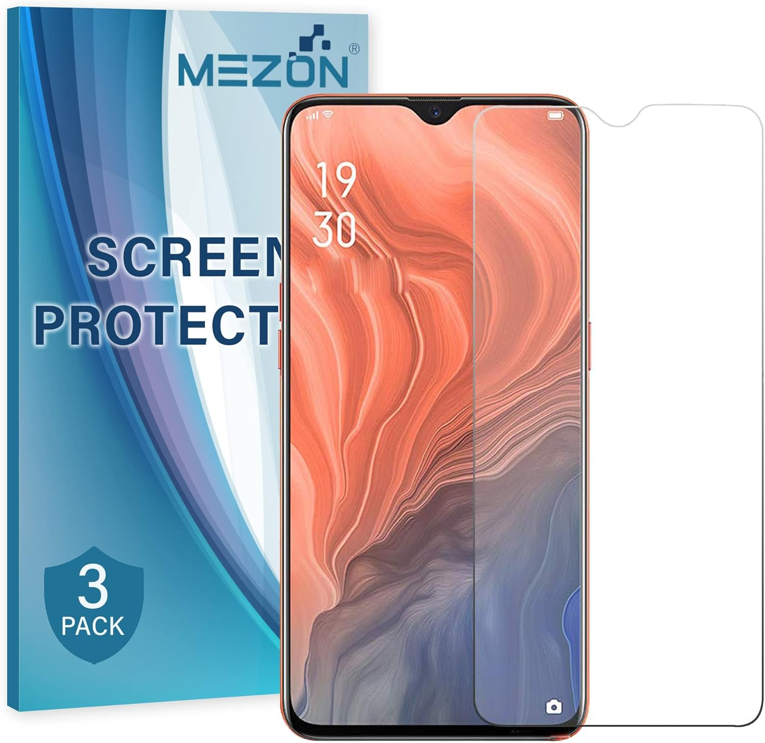 MEZON [3 Pack] Ultra Clear Screen Protector Film for OPPO Reno Z &ndash; Case Friendly, Shock Absorption (OPPO Reno Z, Clear) image number 2