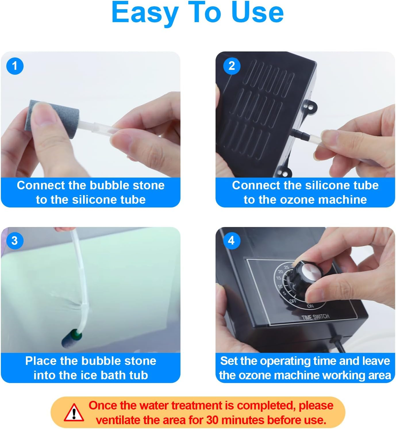 GUSUCIN Ozone Generator for Cold Plunge Tub Ice Bath, 1000Mg/H Ozone Generator with Timer for Ice Bath Tub, Ice Bath Cold Plunge Accessories, Keep Ice Bath Tub Clean for Longer