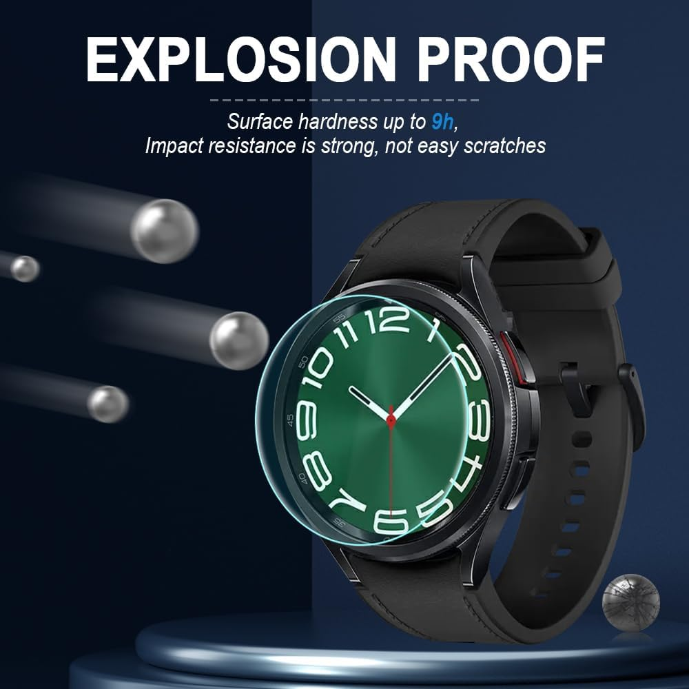 Duttek Tempered Glass Screen Protector Compatible with Samsung Galaxy Watch 6 Classic 47Mm, Anti-Scratch 9H Ultra-Thin Protective Film Cover Glass Accessories for Samsung Watch 6 47Mm(2 Pack) image number 3