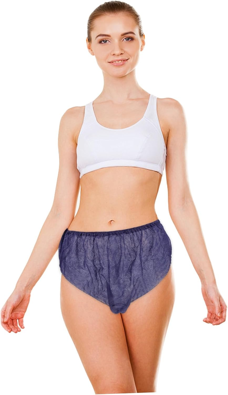 Sosoport 50Pcs Travel Essential Spa Briefs for Women Non Woven Single Use Underwear Spa Knickers Soft Elastic Dark Tone image number 1