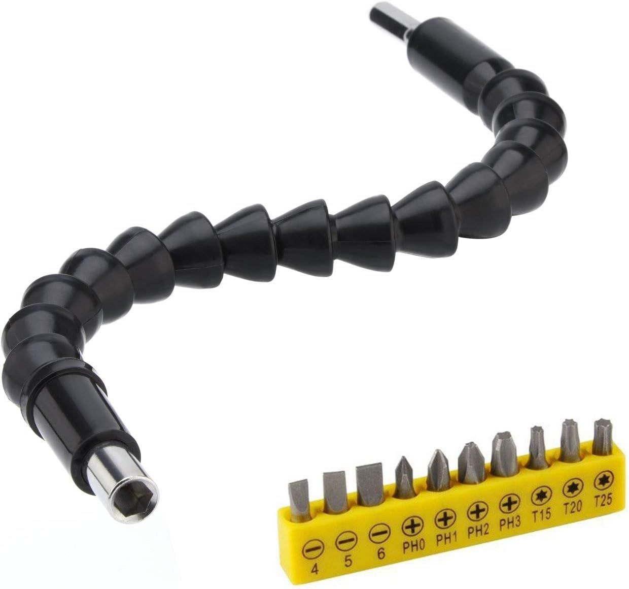 Yosoo Flexible Shaft Bits Extention Screwdriver Drill Bit Holder Connecting 290Mm (With Drill Bit Set)