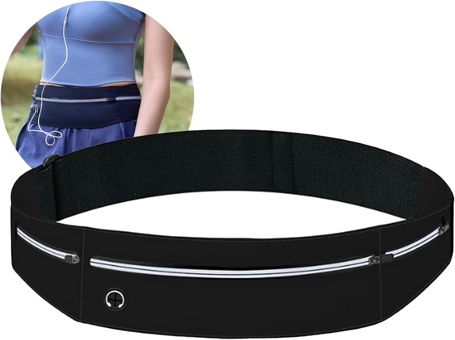 Running Belt for Men and Women, Waist Pouch Belt, Water Resistant Fanny Pack, Reflective Strips Fits Large Phone for Running, Hiking and Cycling image number 4