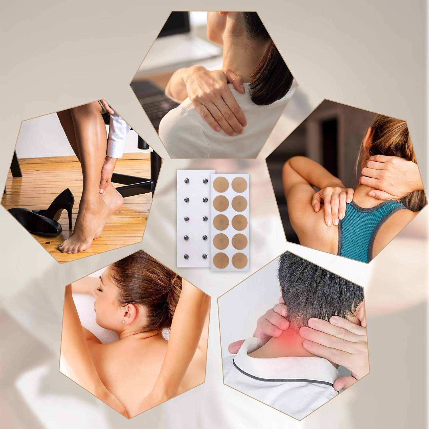 Pack of 100 Acupuncture Plasters, Magnetic Acupressure Patches, Acupuncture Magnetic Patches, Relief of Knee and Back Pain in Adults image number 1