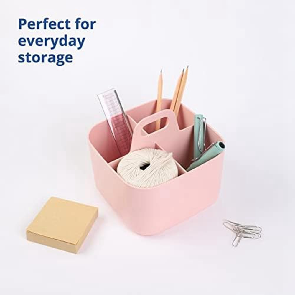 Veumoie 2-Pack Blue Plastic Organizers with Handle, Stackable, Art & Makeup Storage image number 6