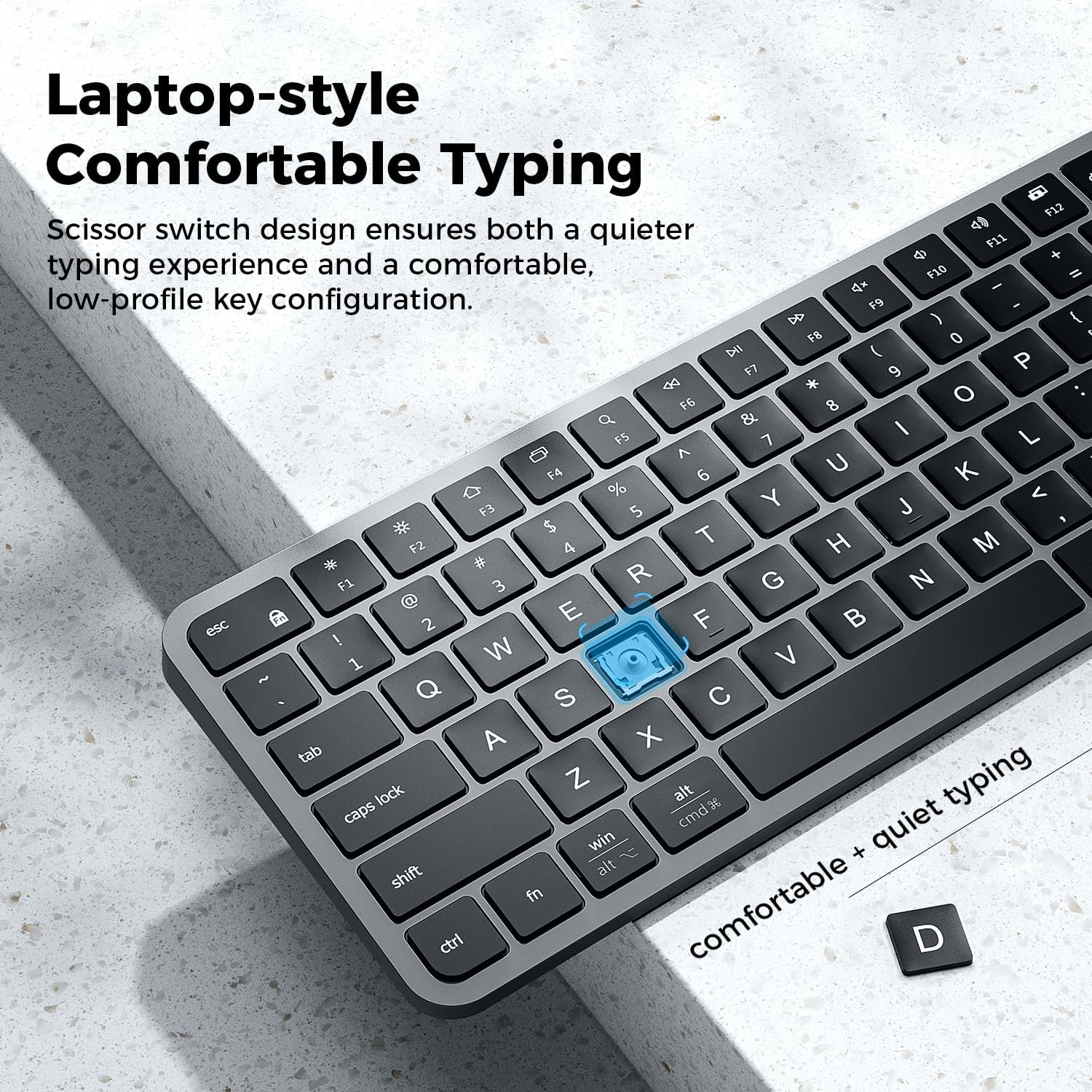 Iclever BK20 Bluetooth Keyboard, with Numeric Keypad, Multi-Device Rechargeable and Stable Connection Compact Size Wireless Keyboard for Macbook, Laptop, Ipad, Tablet, Windows image number 2