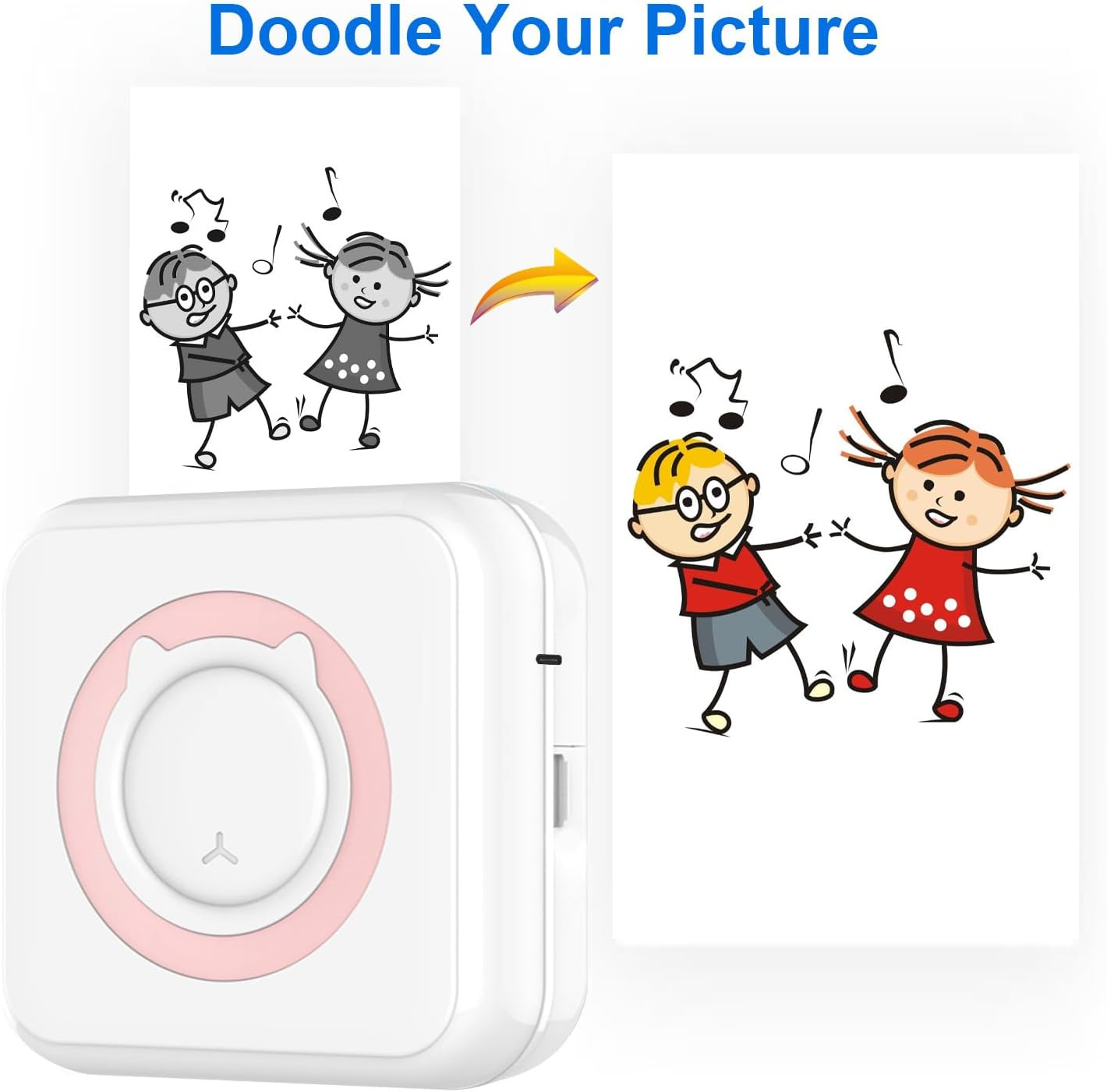 Domary All-In-One Photo Printer Multifunction Portable Printer Wireless Instant Mini Printer Support BT Connection for Smartphone with 11 Paper Rolls 57Mm Compatible with Ios Android