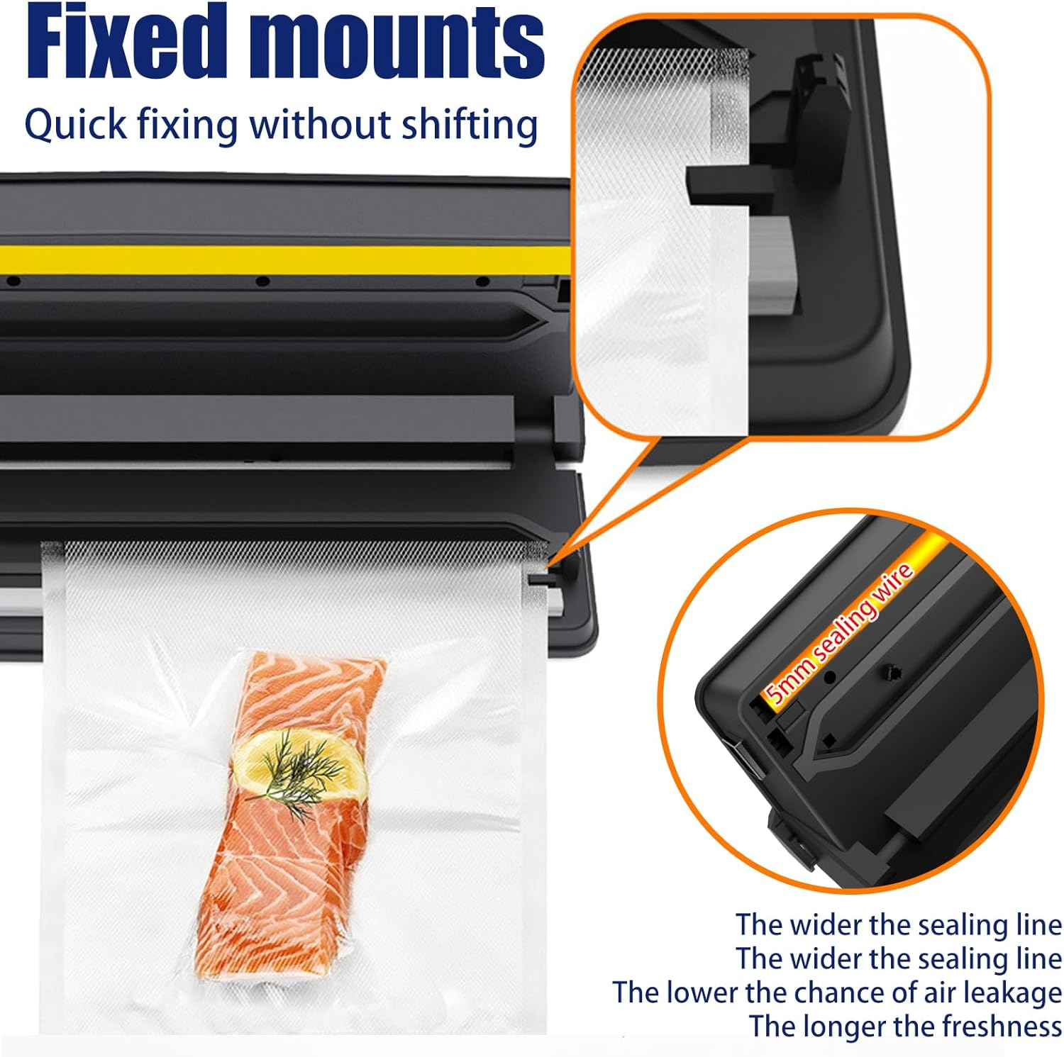 Vacuum Sealer Machine with Cutter,Automatic Sealing Machine for Food Preservation Dry Moist Sealing Modes,Food Packer Equipped with 5 Vacuum Bags,Tipai image number 6