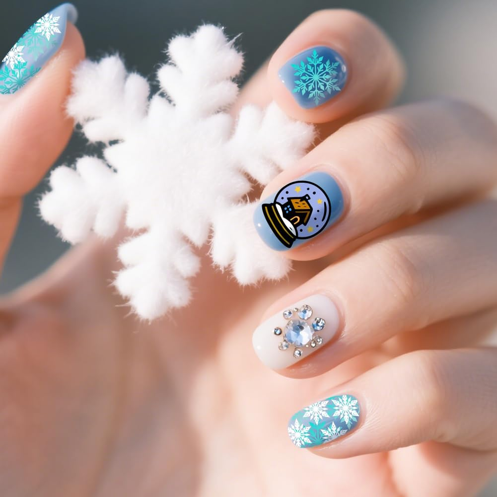 PH Pandahall 3Pcs Christmas Winter Nail Stamping Plate Kit, Snowman Christmas Art Templates Stainless Steel Nail Art Stencils with Stamper and Scraper for DIY Print Manicures Salon Design Decoation image number 2