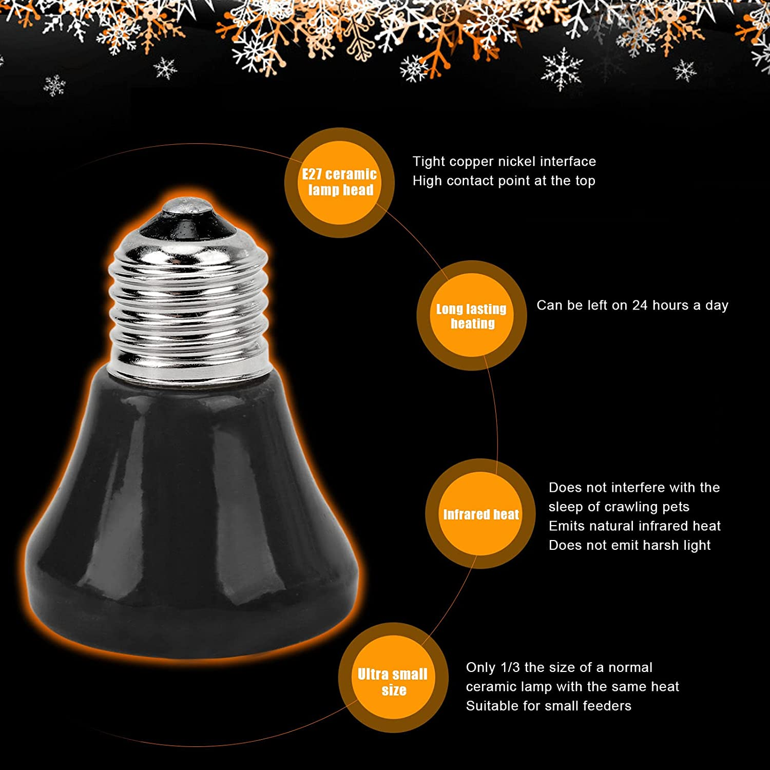 Reptile Heat Lamp, E27 Lamp Shade Heat for Chickens Geese Ducks Quails Pigs Reptiles image number 6