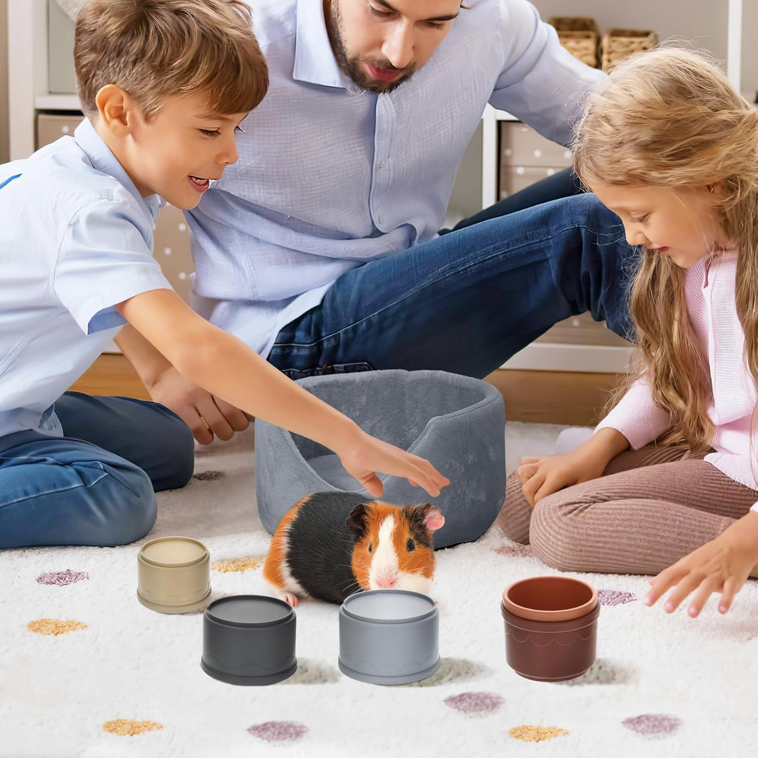 8 Pcs Stacking Cups for Rabbits,Stackable Bunny Toys, Multi-Colored Bunny Stacking Cup,Reusable Plastic Nesting Treat Toys,Nesting Rabbit Toys for Bunny Small Animals Hiding Food and Playing