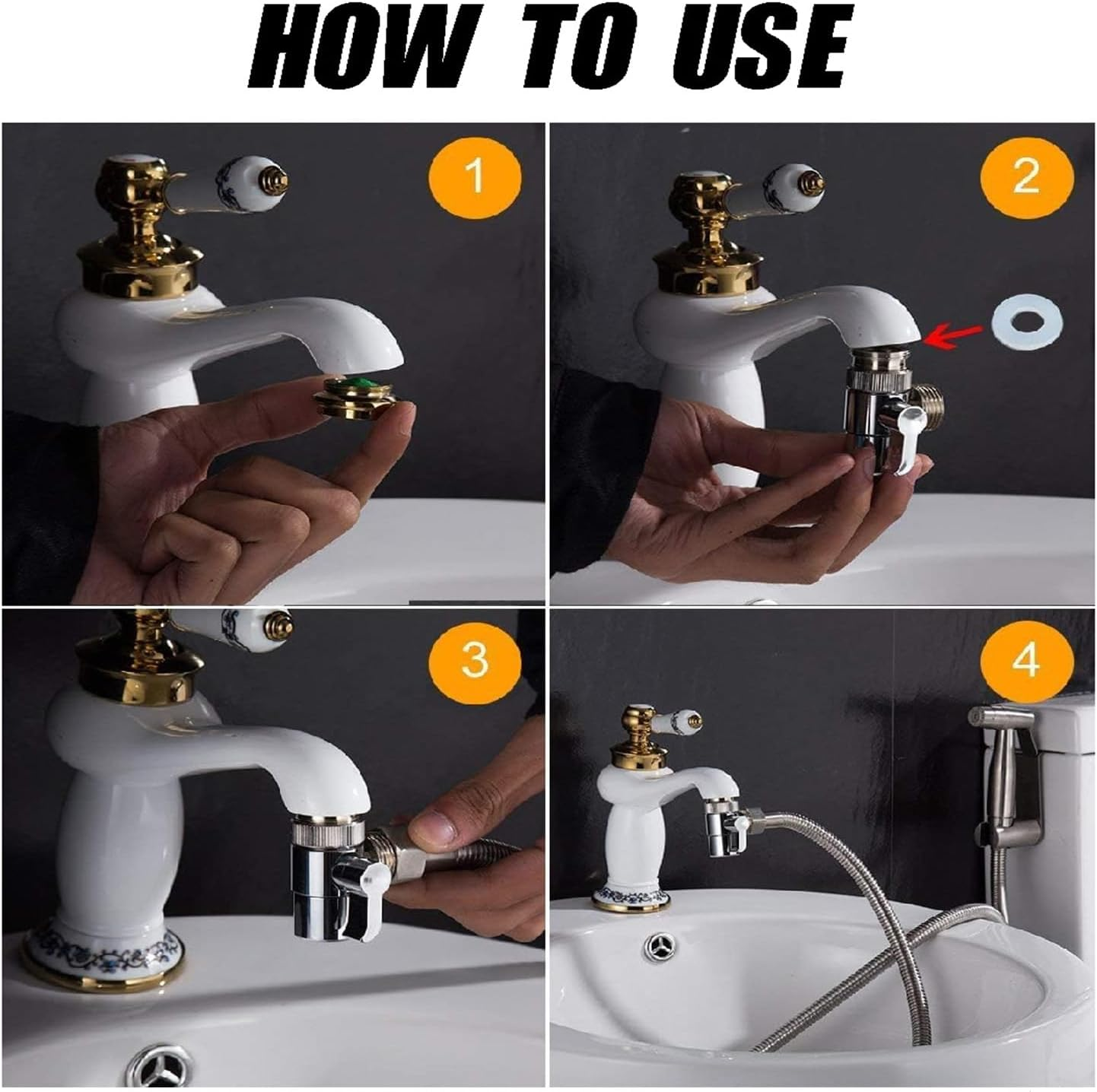 Wzenclave Faucet Diverter Valve for Kitchen & Bathroom Sinks T-Valve Adapter Attachment 1/2" Male Threaded Adapter with Aerator for Angle Valve Hose Bath Shower Arm Toilet Bidet Sprayer Faucet image number 5