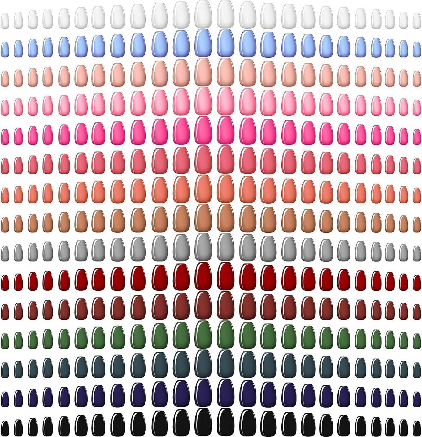 Maitys 720 Pieces 30 Sets Medium Square Press on Nails Glossy Fake Nails Solid Color Artificial Tips Full Cover for Women Girls Ballerina Diy(Classic Colors)