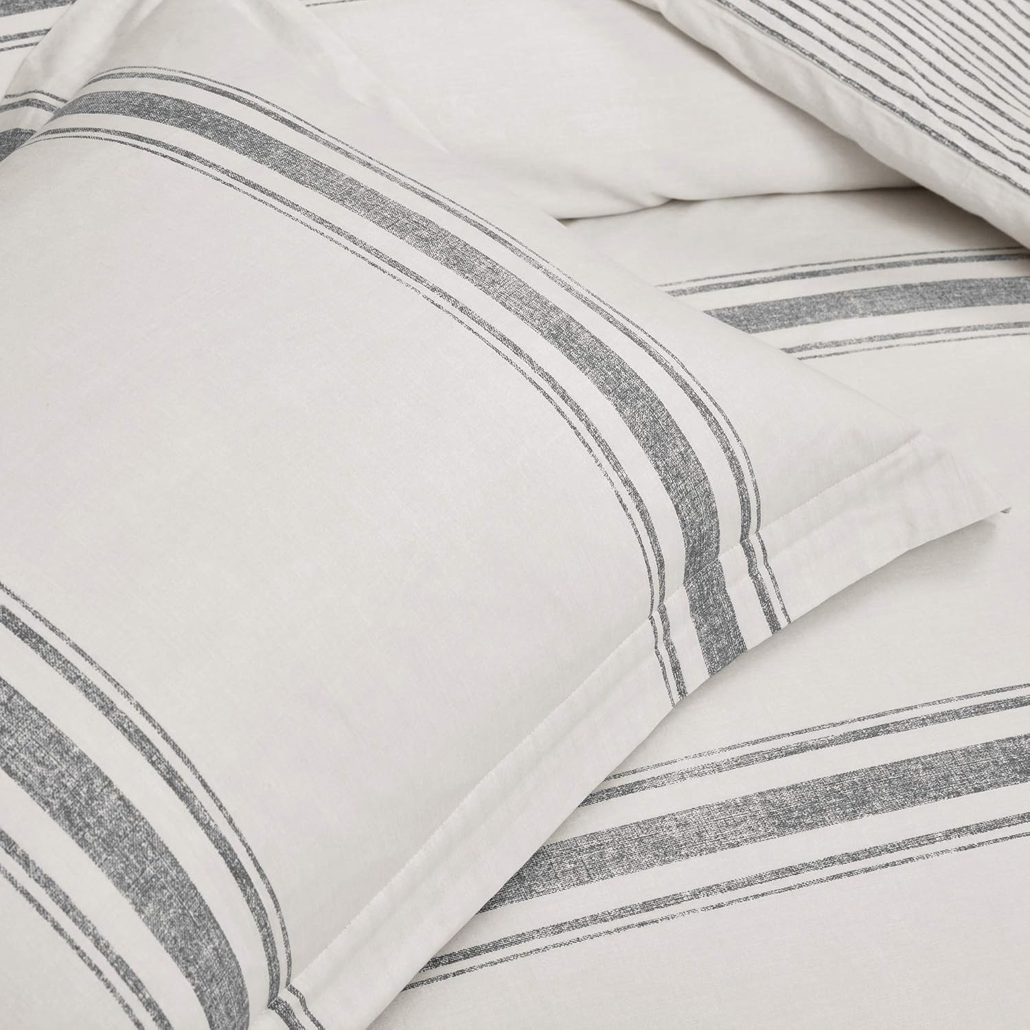 Lush Decor Comforter Farmhouse Stripe, King, Gray image number 6