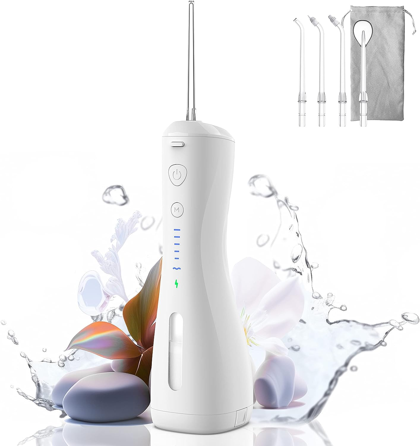 Power Cordless Water Flosser, Electric Rechargeable Battery Handheld IPX7 with 6 Modes & 4 Jet Tips Dental Oral Hygiene Irrigator Water Cleaner Floss Pick for Tooth/Teeth/Cleaning/Gums/Oral/Braces Care (BLACK)