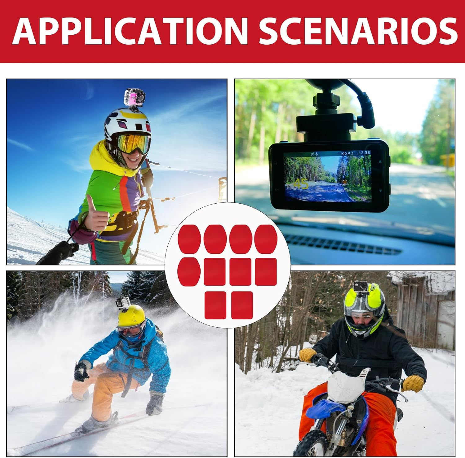 10 Pack Sticky Adhesive Pad Replacement, Double Sided Dash Cam Stickers for Cars Compatible with G O P R O H E R O Action Camera or Dashcam (5 X Flat, 5 X Curved) image number 5