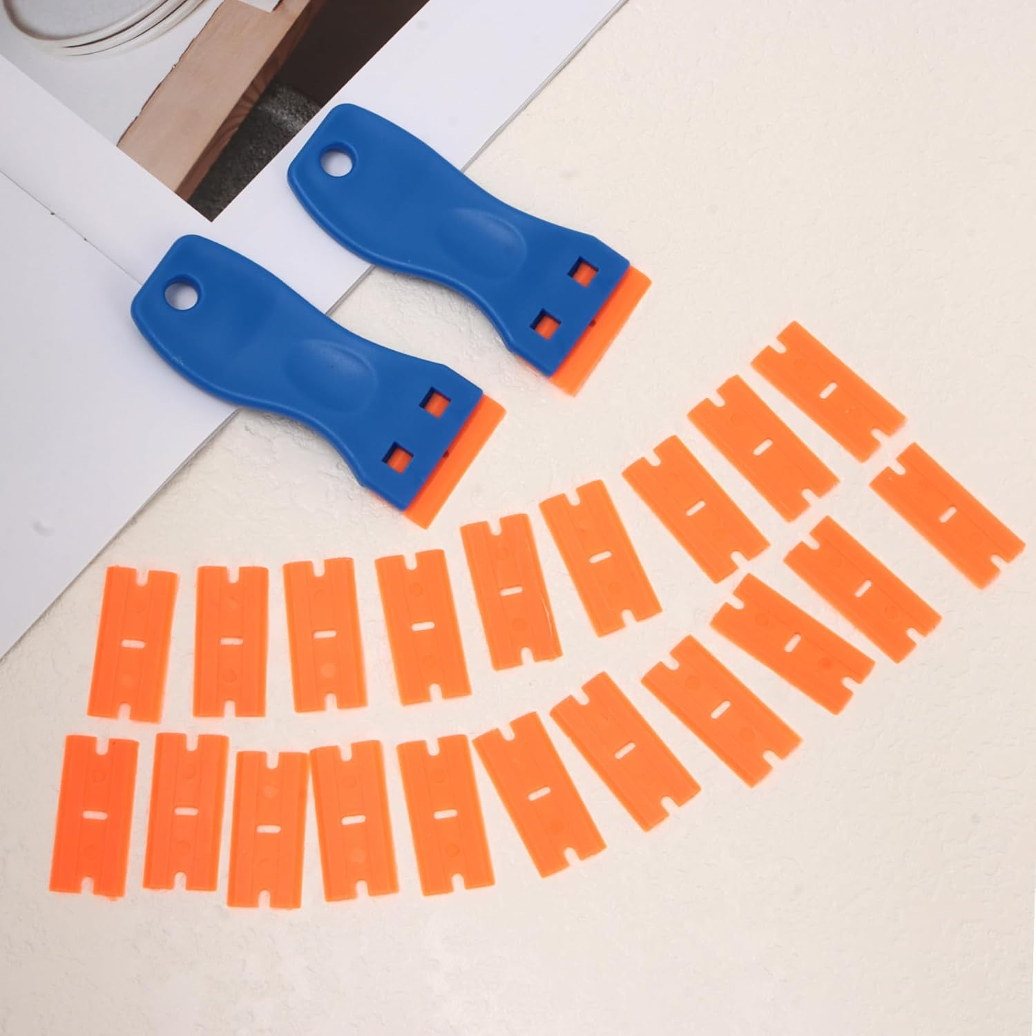 2-Plastic Scraper with 20 Extra Blades, Plastic Scraper, Scraper,Glass Scraper, Plastic Scraper Tool Set, Plastic Scraper Tool, Bench Scraper, Decal Removal Tool, Plastic Razor Blade Scraper image number 3