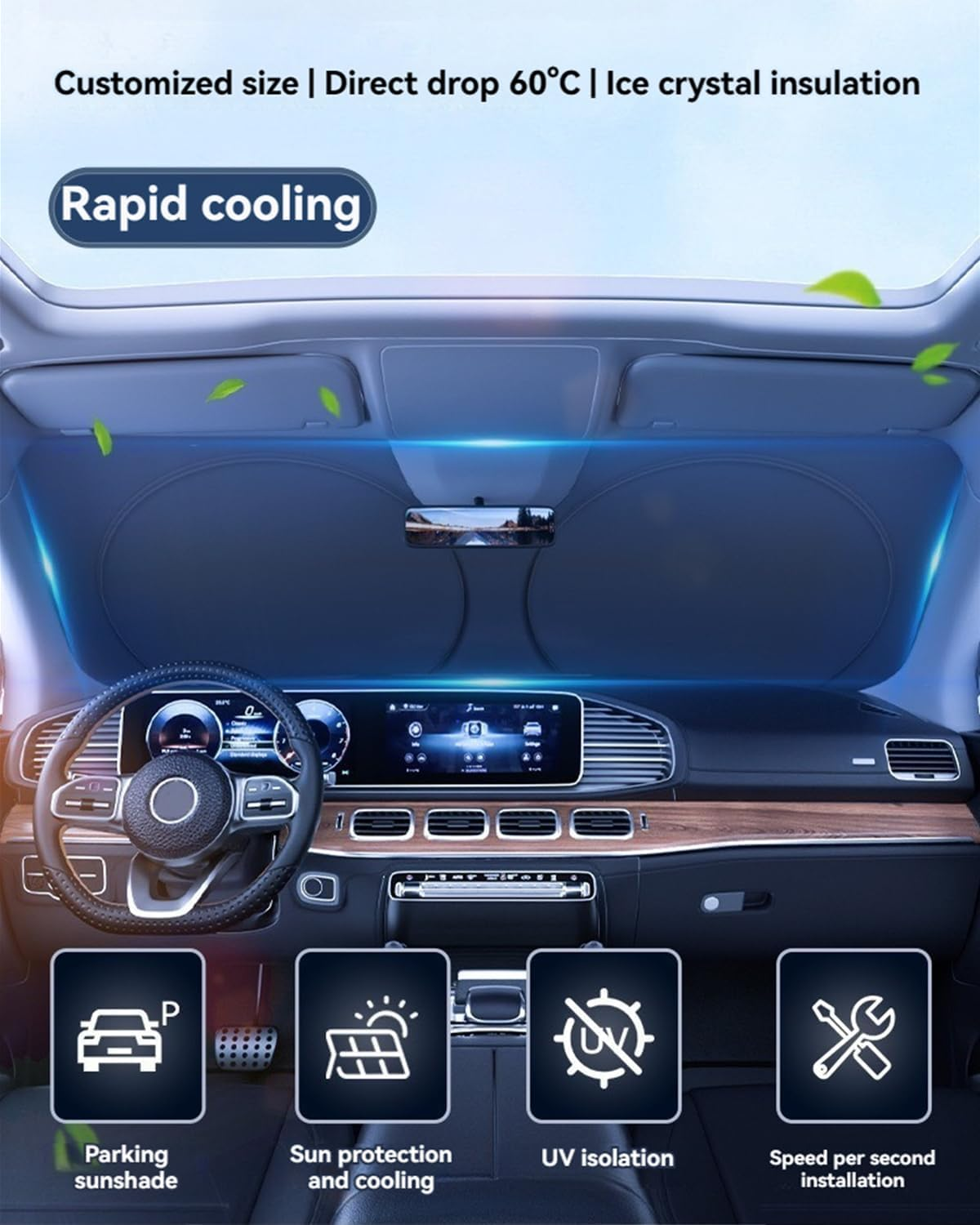 Windshield Sun Shade for Mazda CX5 Front Window Shades Cover for CX-5 2009-2024 Windshield Sun Visor Protector Car Accessories 1Pack