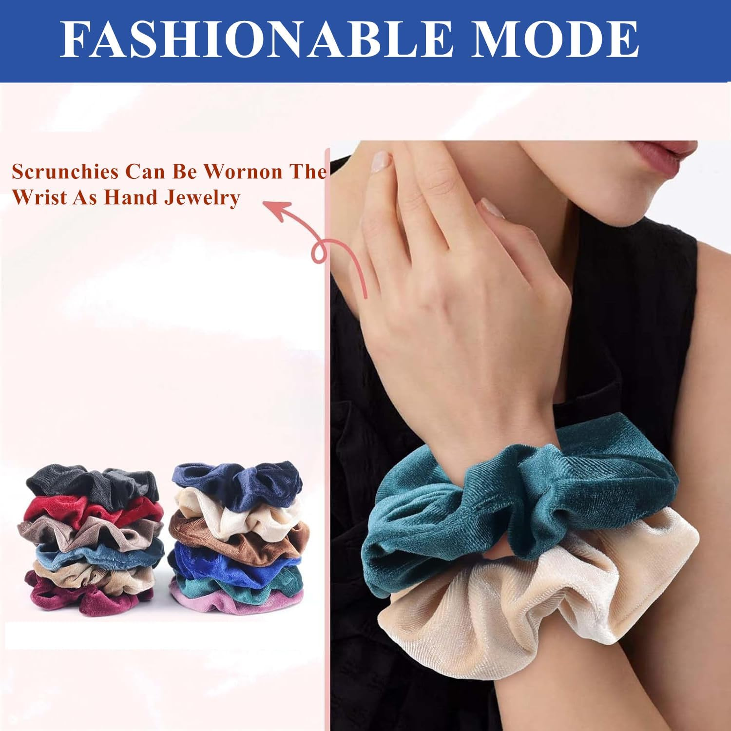 12 Pcs Soft Hair Scrunchy Bobbles Elastic Hair Bands Ties Donut Hair Accessories for Women Ponytail Holder Velvet Vintage Scrunchies (12 Colors) image number 2