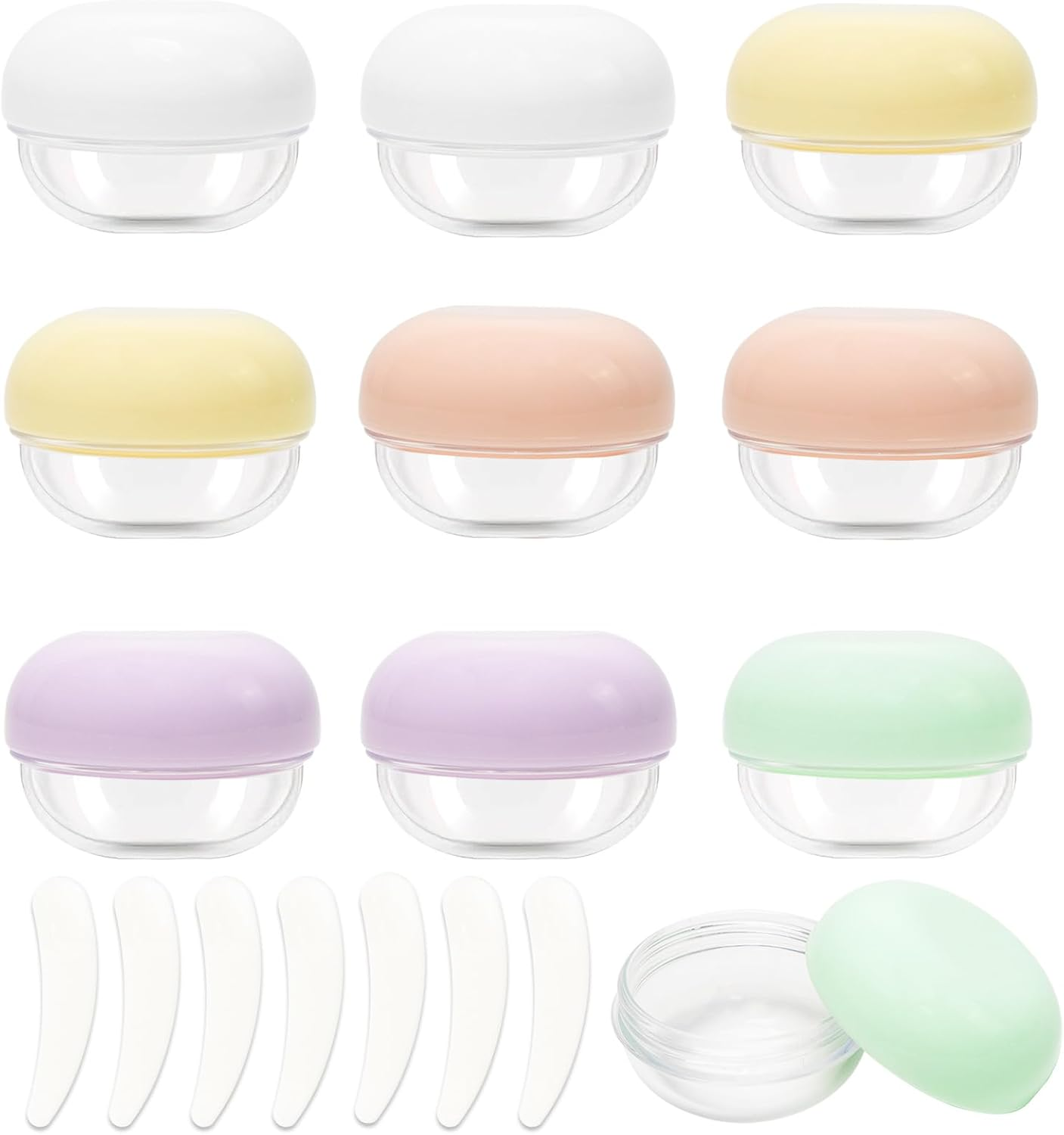 10 Pcs Small Travel Containers 10Ml Leak Proof Mini Travel Jars with 10 Pcs White Small Makeup Spatula, Convenient Travel Jars with Lids for Creams Lotion Moisturizer (Colorful) image number 6