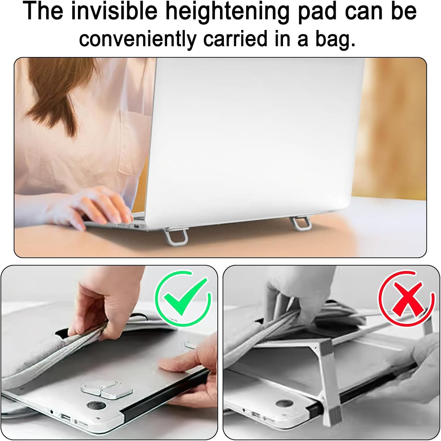 KOZTOL 2 Pack Portable Laptop Stand, Self-Adhesive Keyboard Riser Feet for Most Keyboards, Mini Computer Keyboard Stand for Desk image number 4