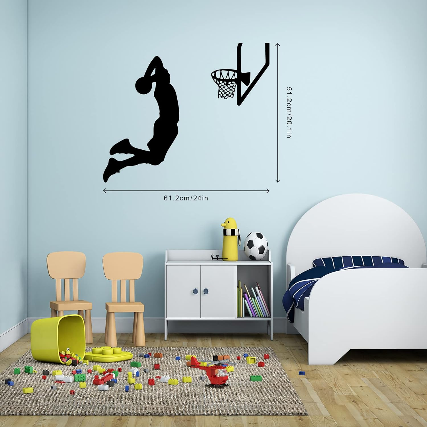 Basketball Wall Decor Sports Stickers Peel and Stick Wall Decals for Boys Bedroom, 24X20.1In