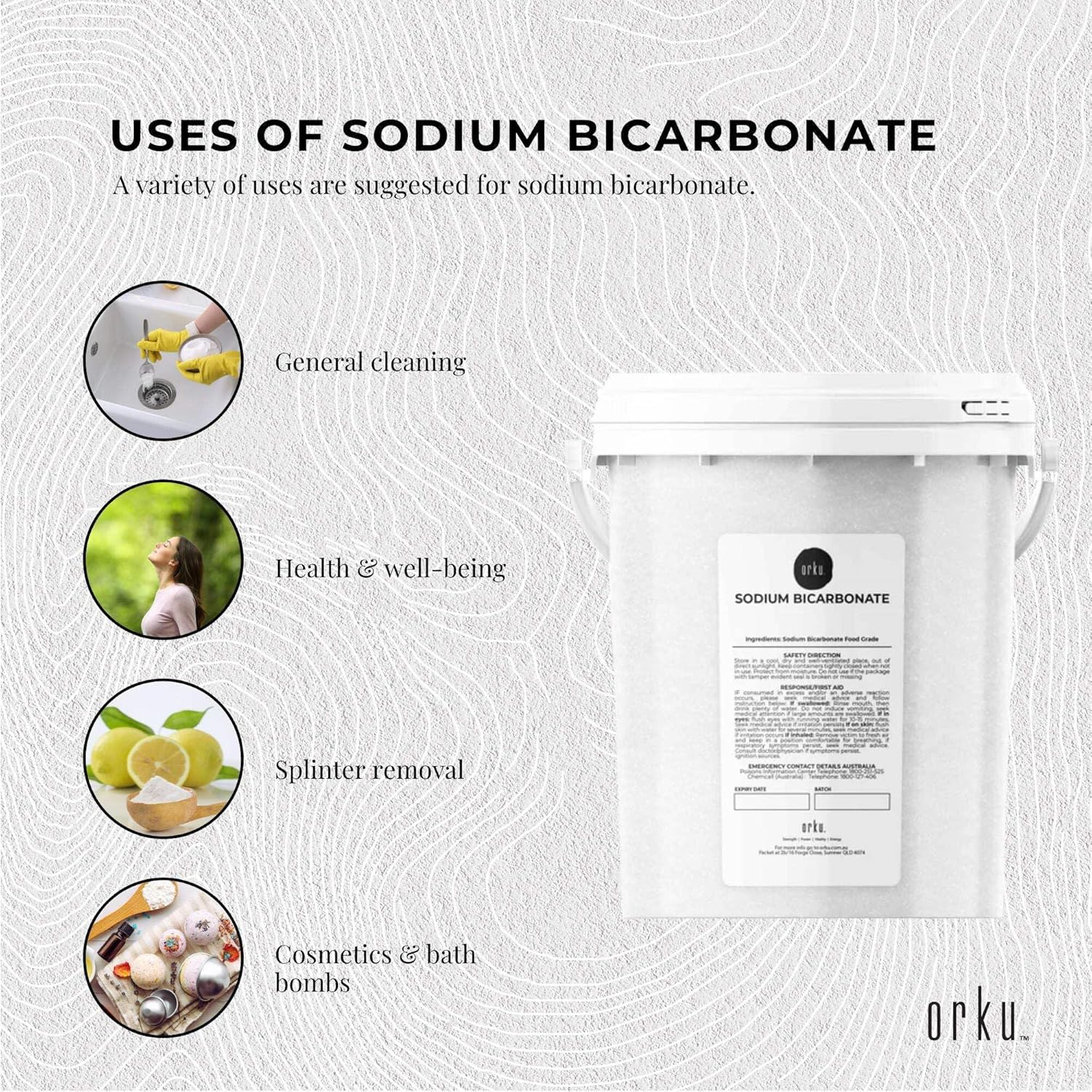 1.3Kg Sodium Bicarbonate Tub - Food Grade Bicarb Baking Soda Hydrogen Carbonate image number 4