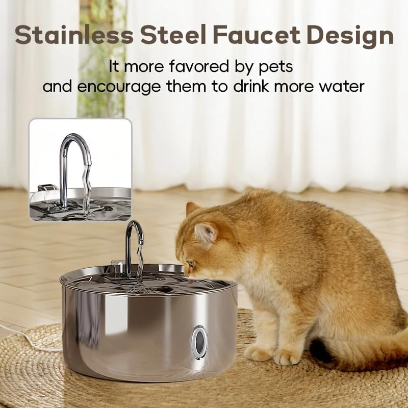 Dog Cat Water Fountain for Dogs and Cats 7L/236Oz Stainless Steel Dog Bowl Dispenser Automatic Pet Water Fountain with Deeper Drinking Area, Multi-Filtration Pet Fountain with 1 Filter image number 2