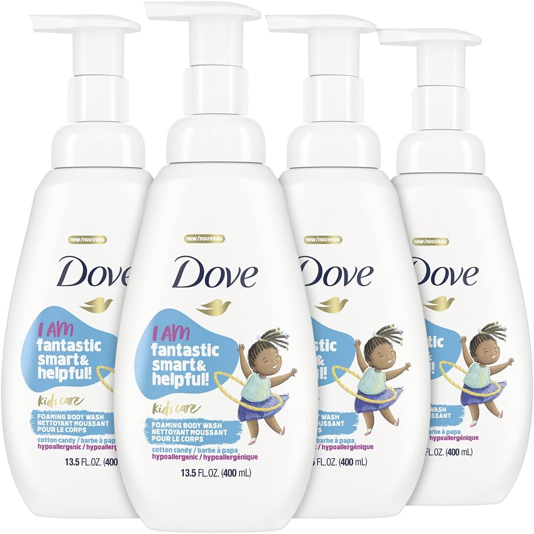 Dove Foaming Body Wash for Kids Cotton Candy Hypoallergenic Skin Care, 13.5 Fl Oz, Pack of 4 image number 6