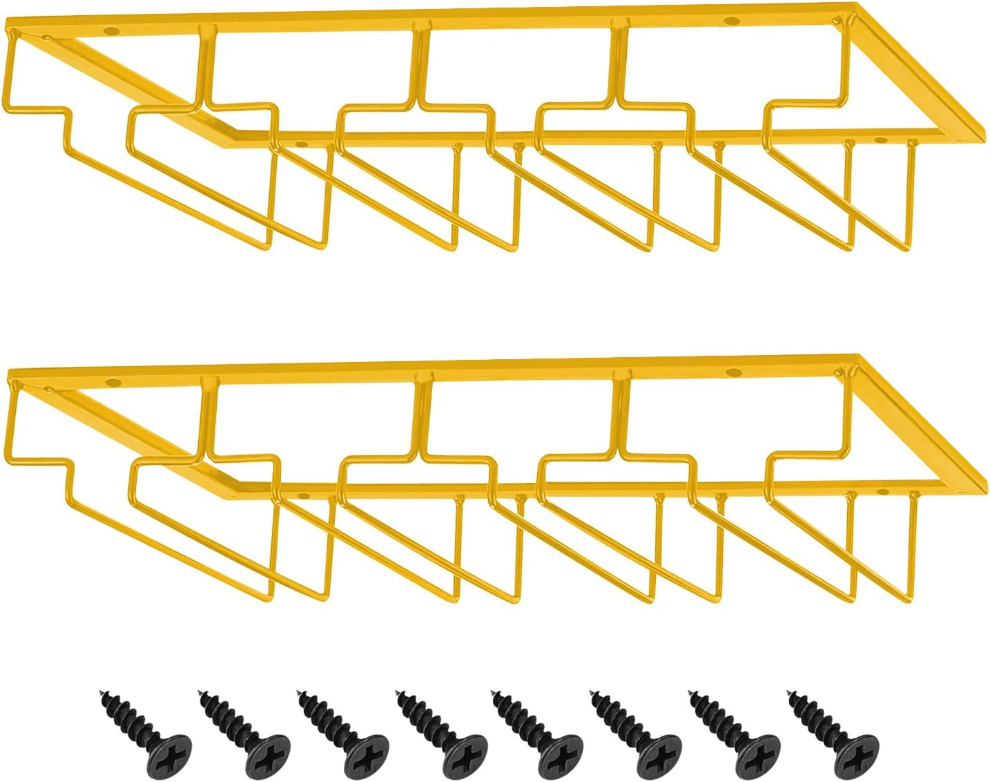 MOCOUM (4 Rows) - Wine Glasses Rack under Cabinet Stemware Rack,Wine Glass Hanger Rack Wire Wine Glass Holder Storage Hanger for Cabinet Kitchen Bar (4 Rows)
