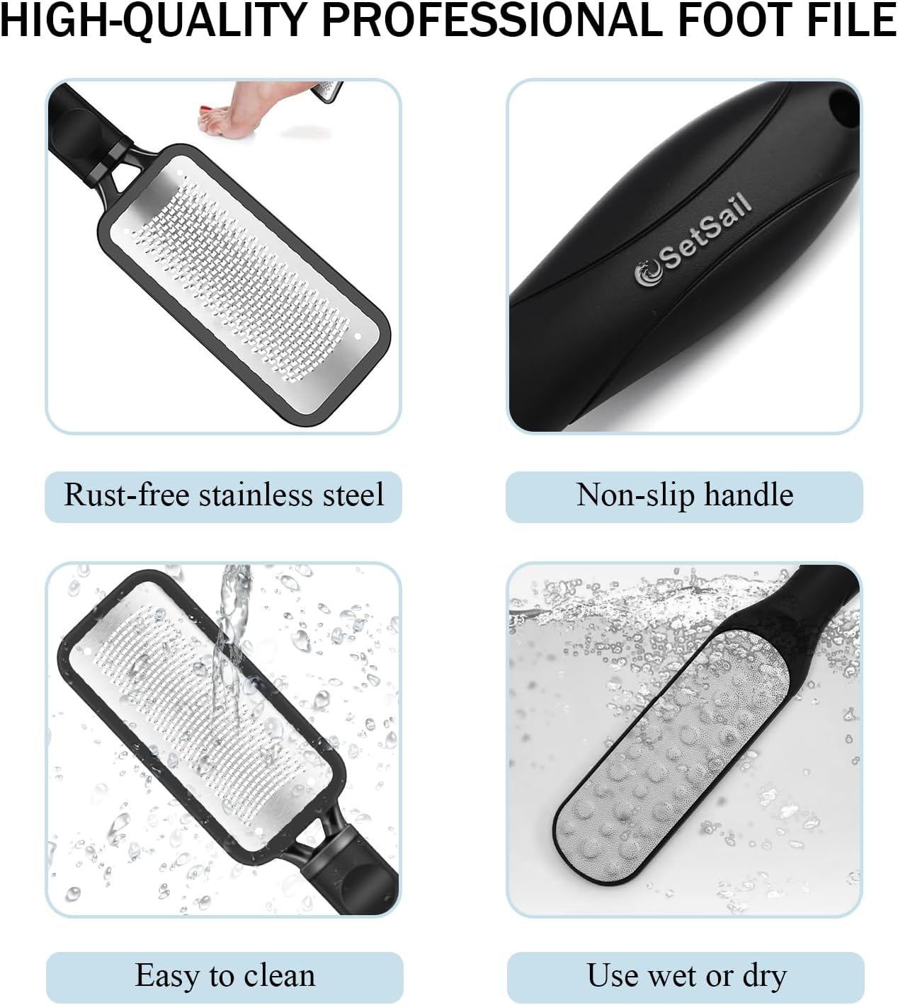 Setsail Pedicure Tools for Feet&mdash;Callus Remover for Feet, Foot Scrubber for Hard Skin, Foot File, Heel Scraper for Cracked Heels, Stainless Steel Foot Rasp (2 Pack) image number 1