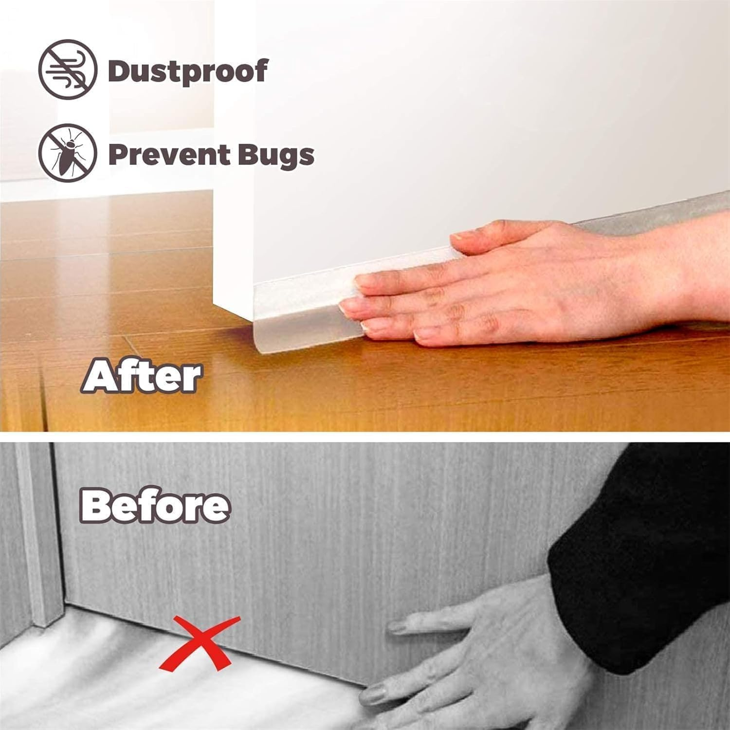 Silicone Seal Strip,Weather Stripping for Door or Window,Weatherproof Soundproof Self Adhesive Door Bottom, Draft Stopper Silicone Strip Tape for Door Window and Shower Glass(Width 45MM) image number 6