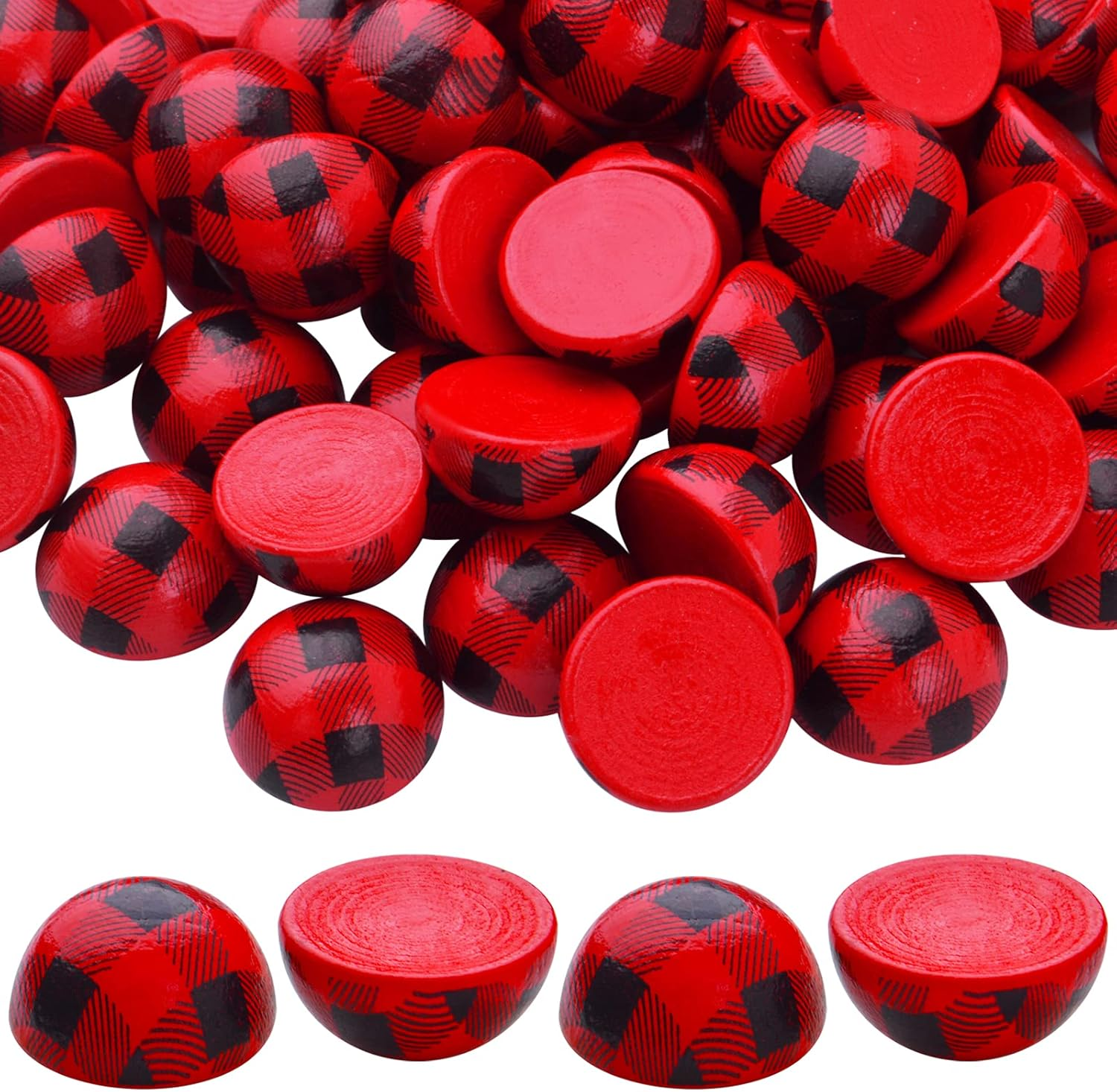 Half Wooden Balls, 100Pcs Half round Unfinished Wooden Balls Natural Smooth Mini Split Hemisphere Wood Craft Beads Balls for DIY Projects Art Design Painting Christmas Party Ornament, 15Mm, Black